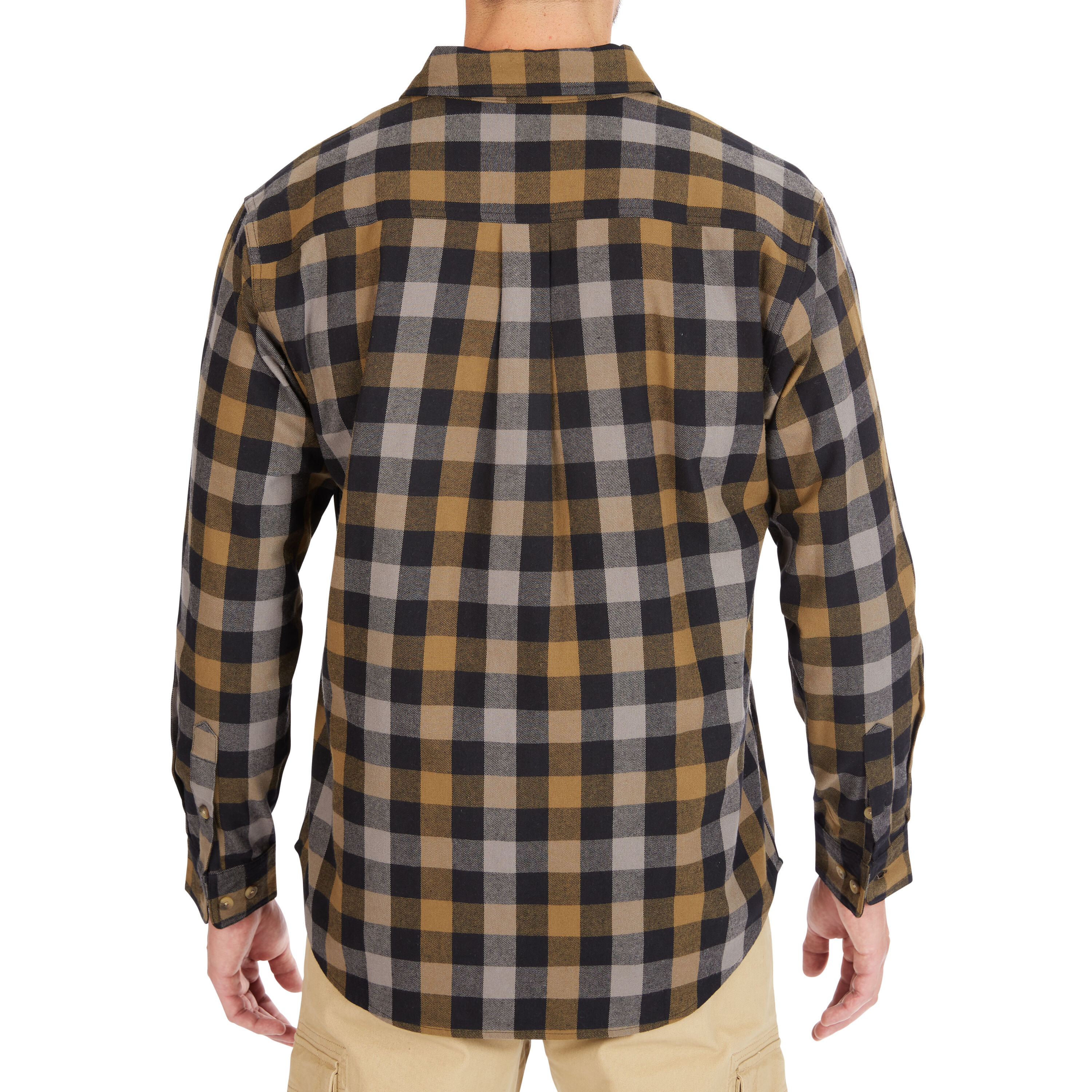 Camisa de botones de cuadros tejida verde de manga larga para hombre de Smith's Workwear (Talla Mediana)