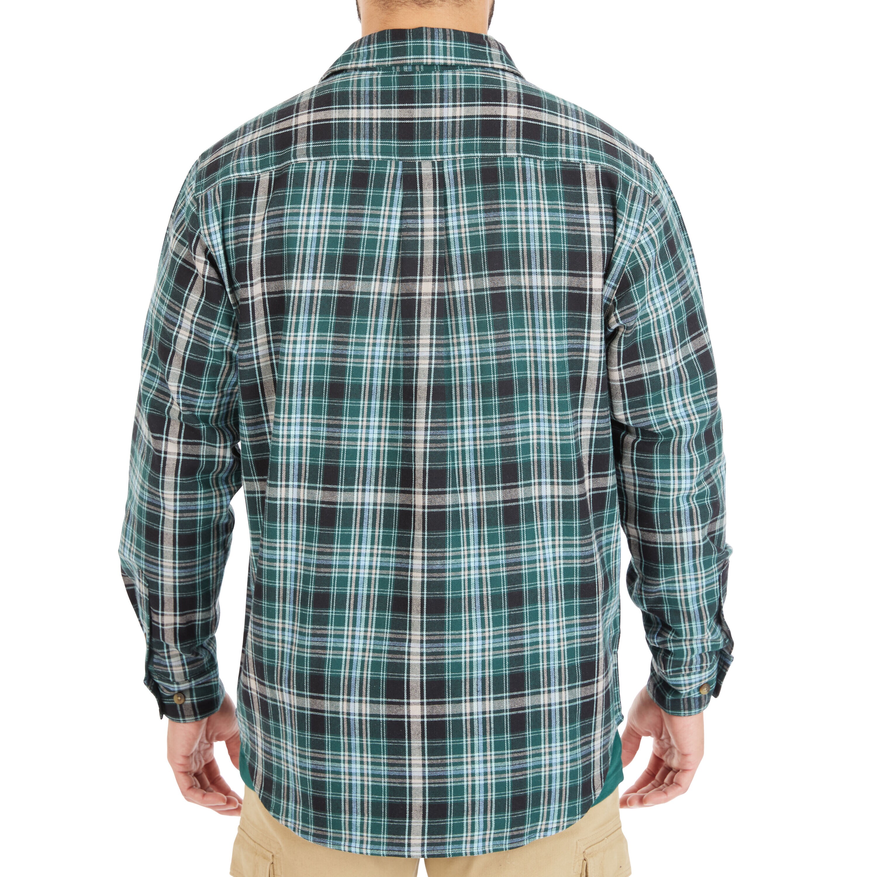 Camisa de botones de manga larga a cuadros verde tejida para hombres de Smith's Workwear (Talla Mediana) SFF566P-TL-M