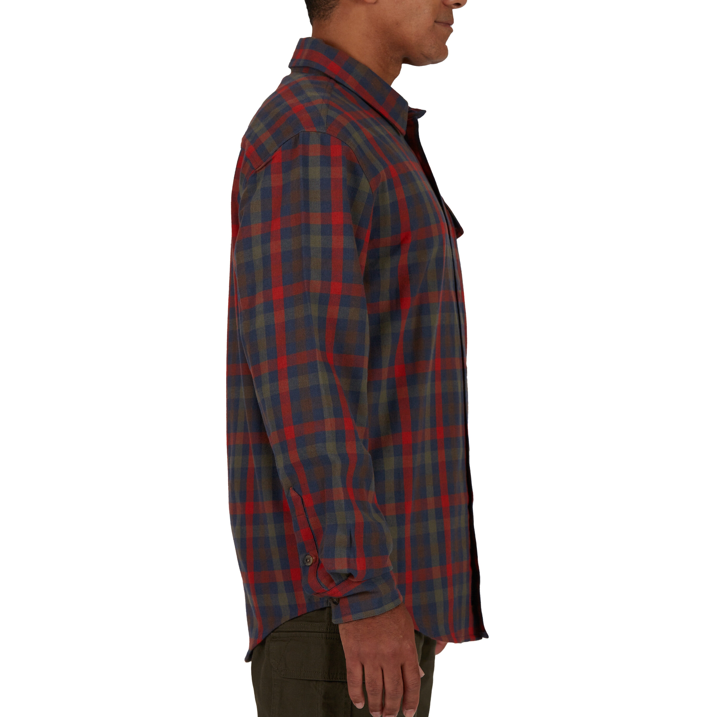 Camisa de botones a cuadros de manga larga tejida en marrón para hombre de Smith's Workwear (Talla Mediana)