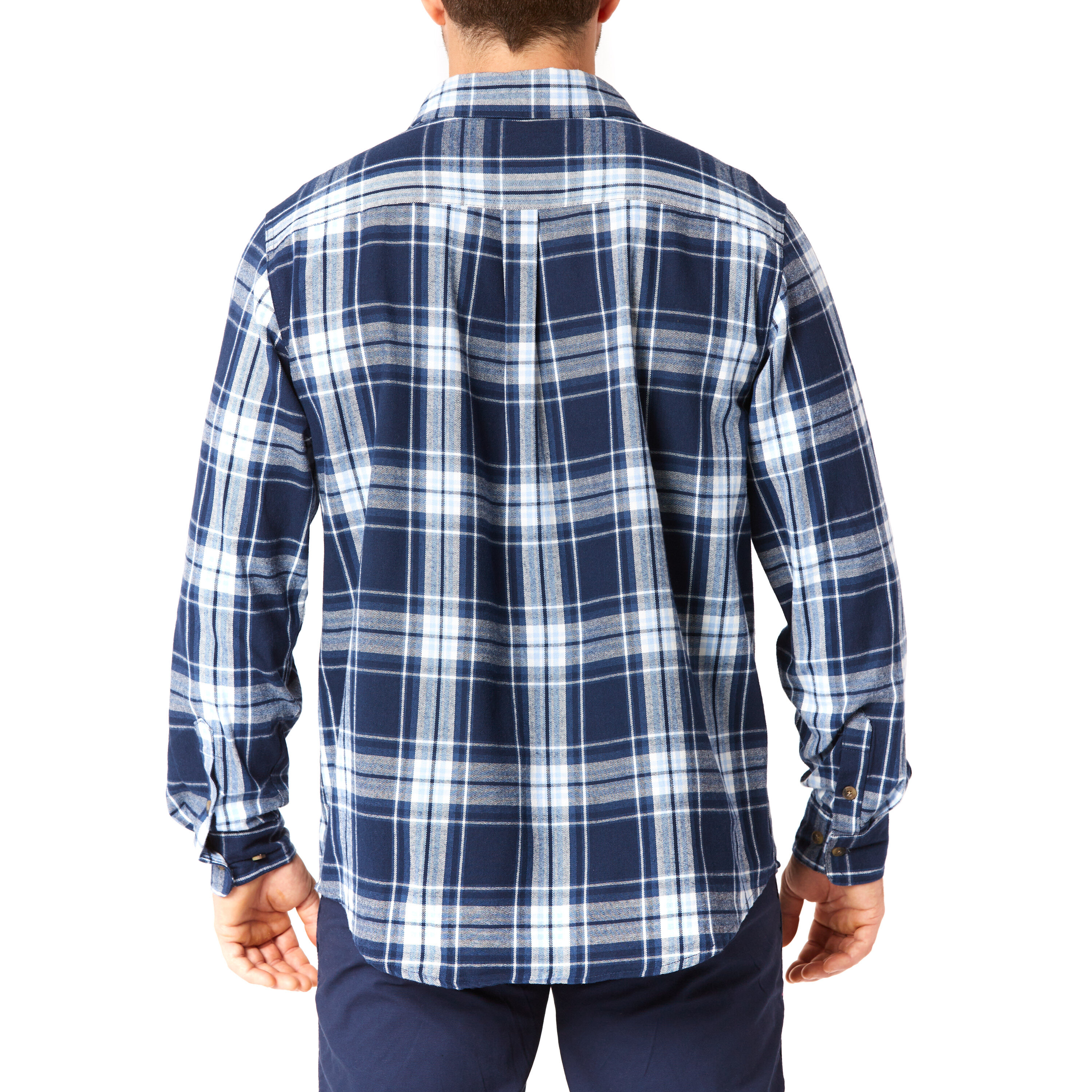 Playera de manga larga a cuadros tejida en azul para hombre de Smith's Workwear (talla mediana)