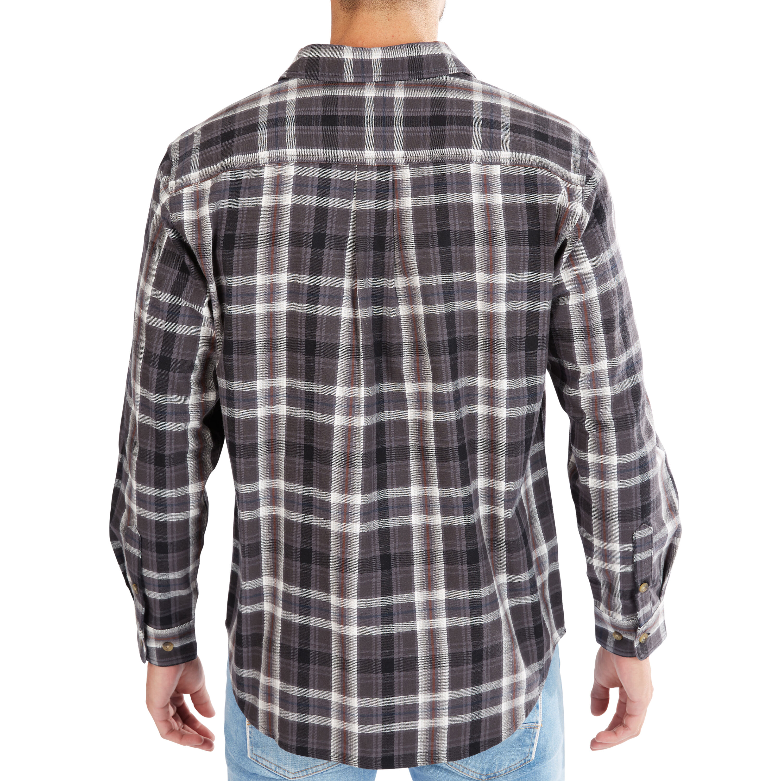 Camisa de botones de manga larga en cuadros tejida gris para hombre de Smith's Workwear (Talla Media)