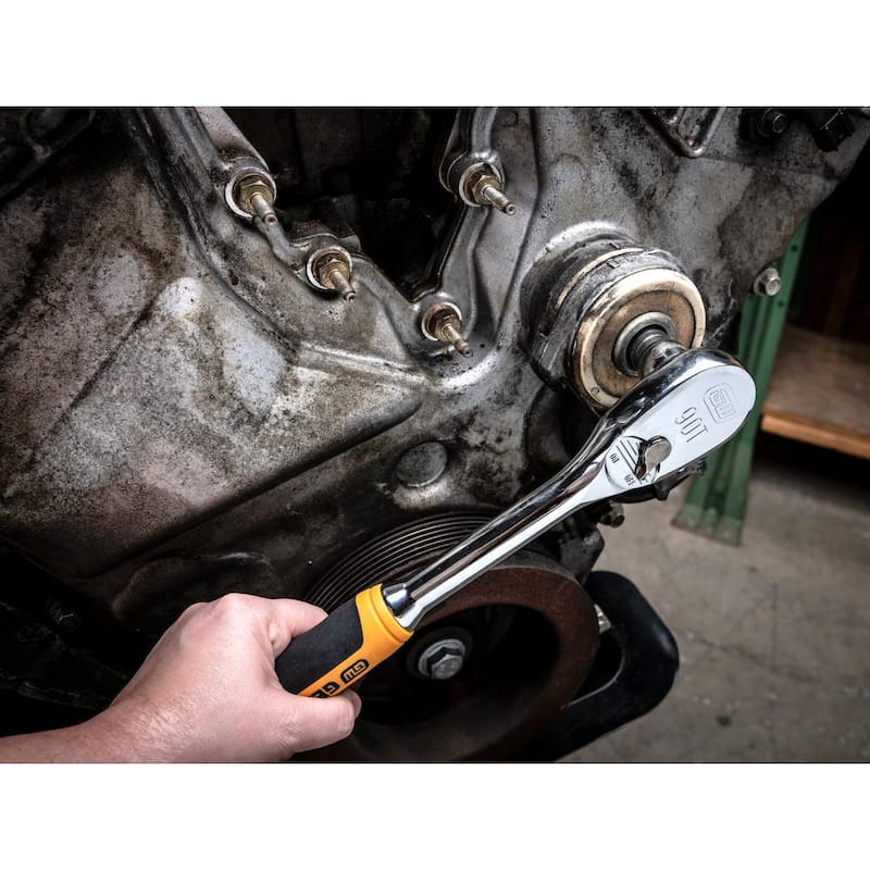 Juego de herramientas mecánicas GEARWRENCH de 1/2 pulgadas con 90 dientes, puntas estándar y profundas de 6 puntos, estándar y métrico (53 piezas) - 85869