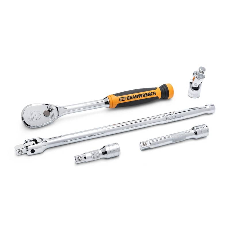 Juego de herramientas mecánicas GEARWRENCH de 1/2 pulgadas con 90 dientes, puntas estándar y profundas de 6 puntos, estándar y métrico (53 piezas) - 85869