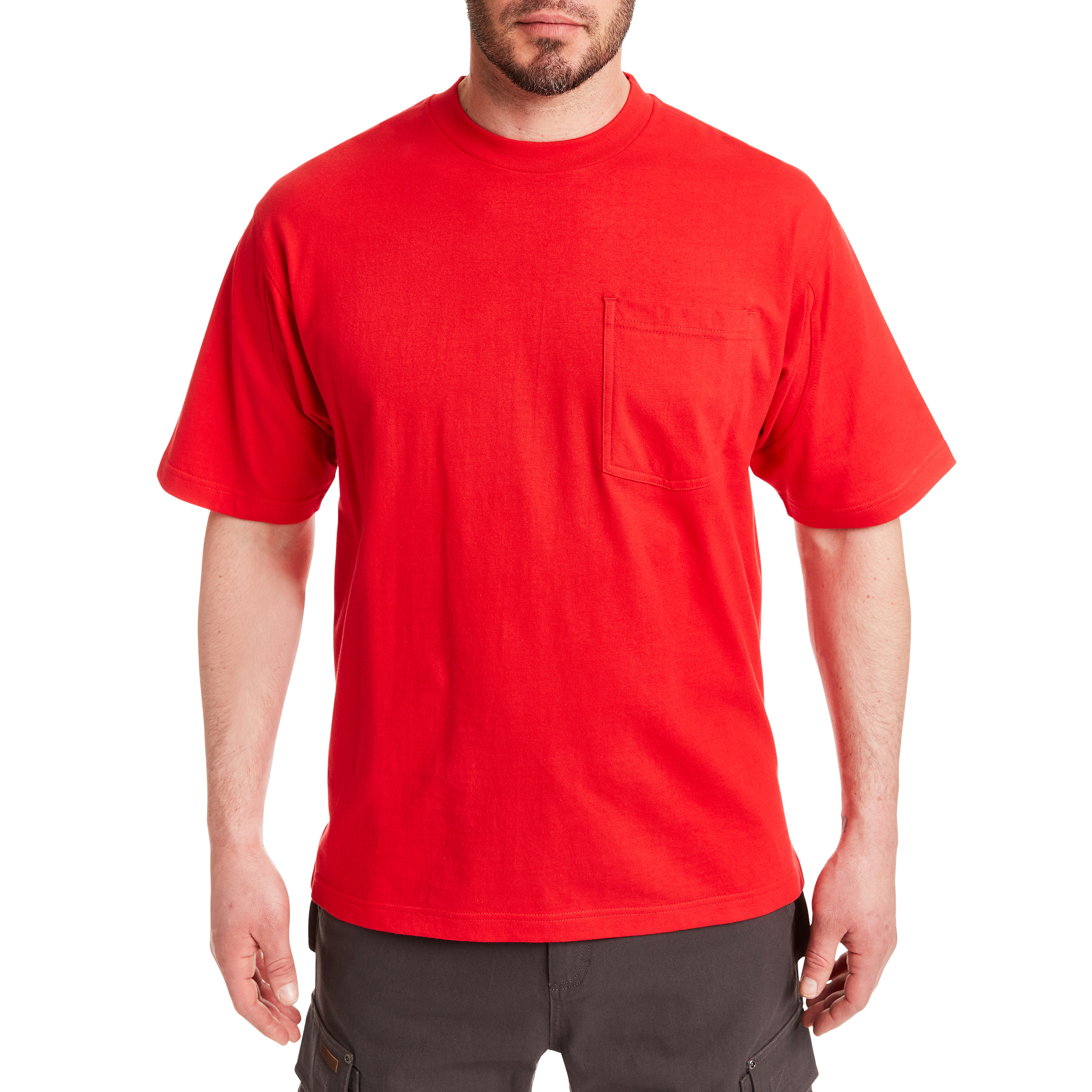 Playera roja de manga corta de punto para hombre de Smith's Workwear (XL)
