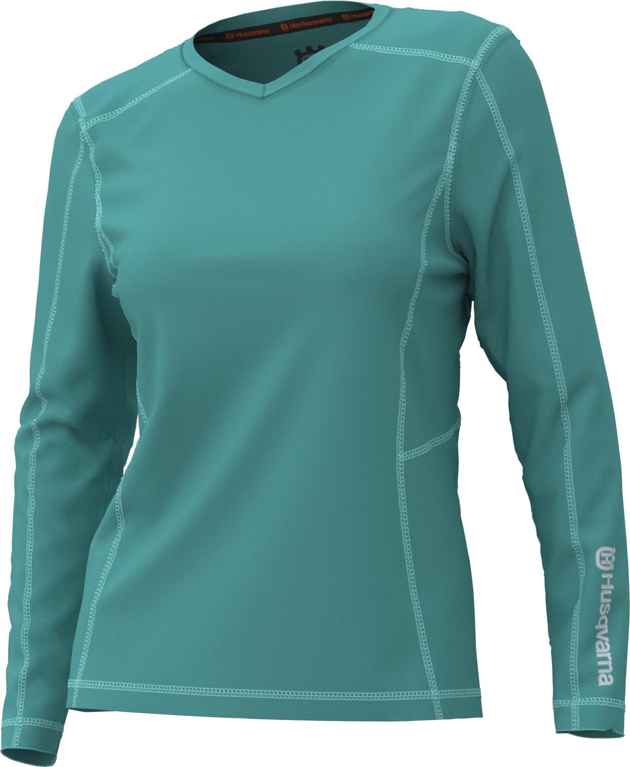 Playera de manga larga color azul sólido para mujer de Husqvarna (XL)