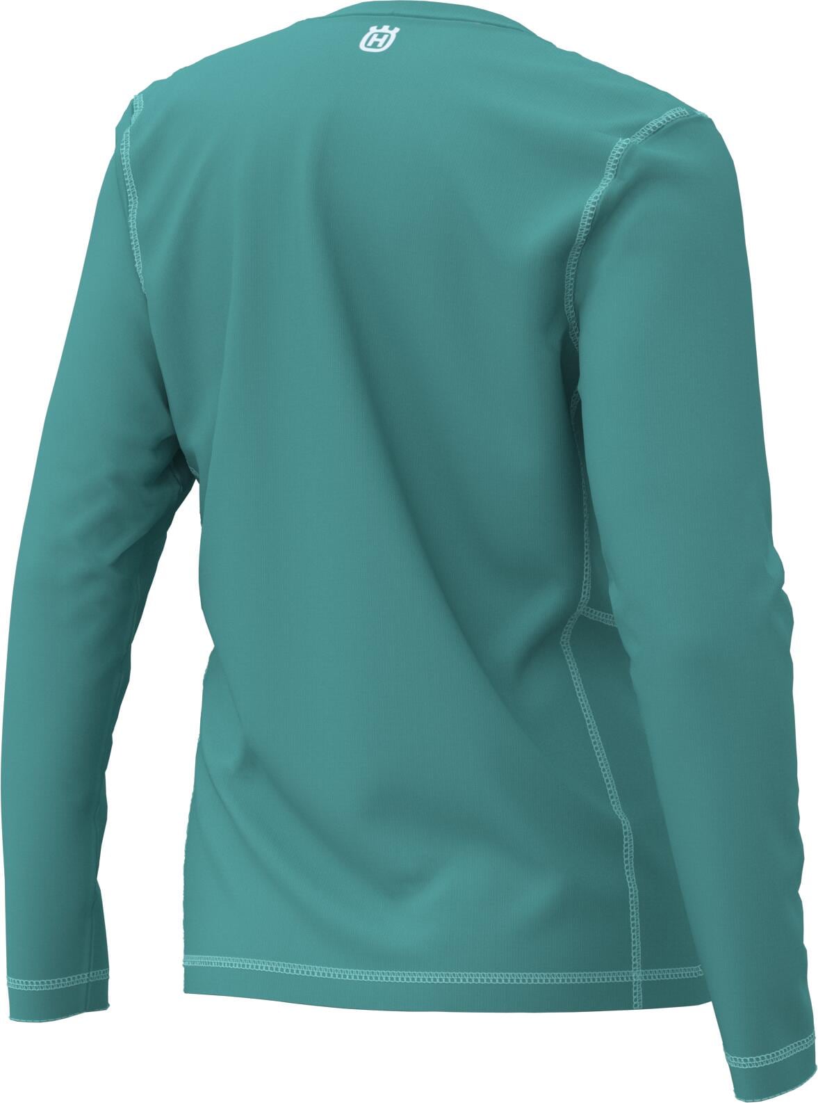 Playera de manga larga color azul sólido para mujer de Husqvarna (XL)