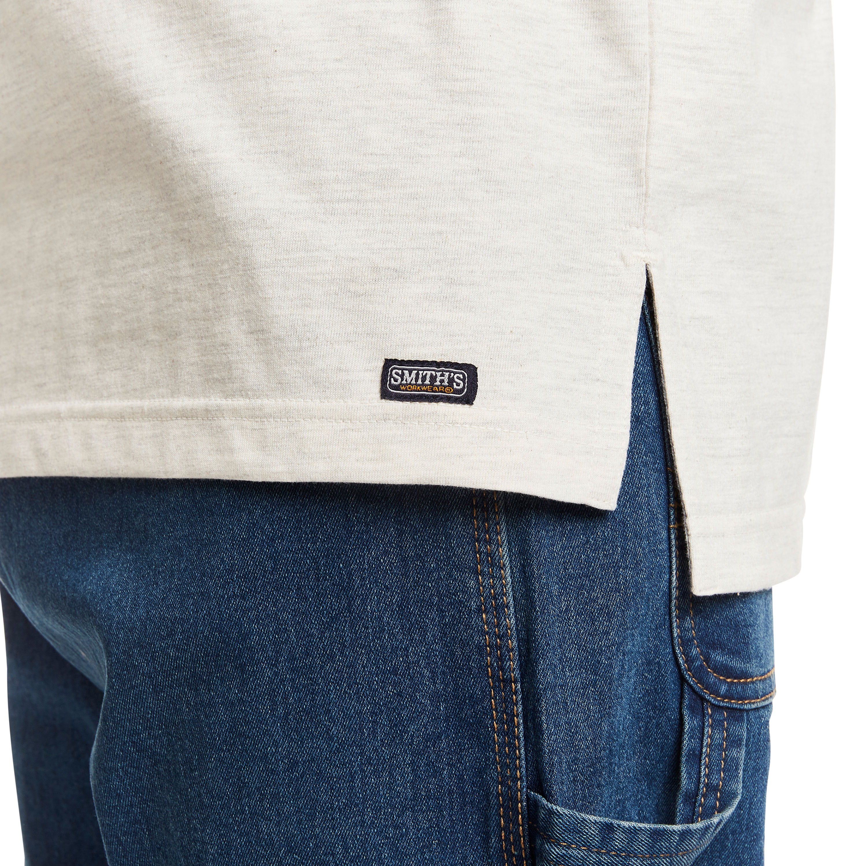 Playera Henley sólida de manga corta en punto café para hombre de Smith's Workwear (Talla Grande)