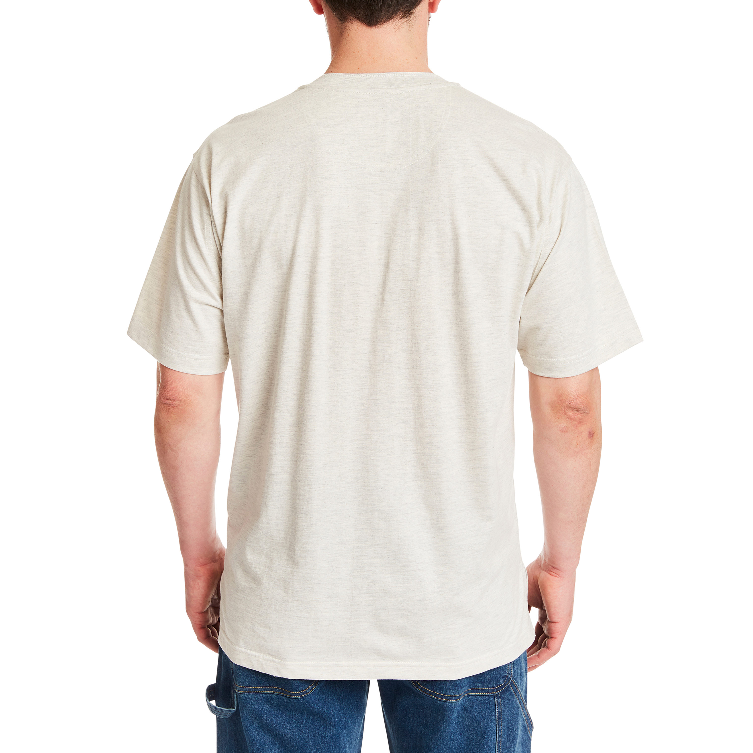 Playera Henley sólida de manga corta en punto café para hombre de Smith's Workwear (Talla Grande)