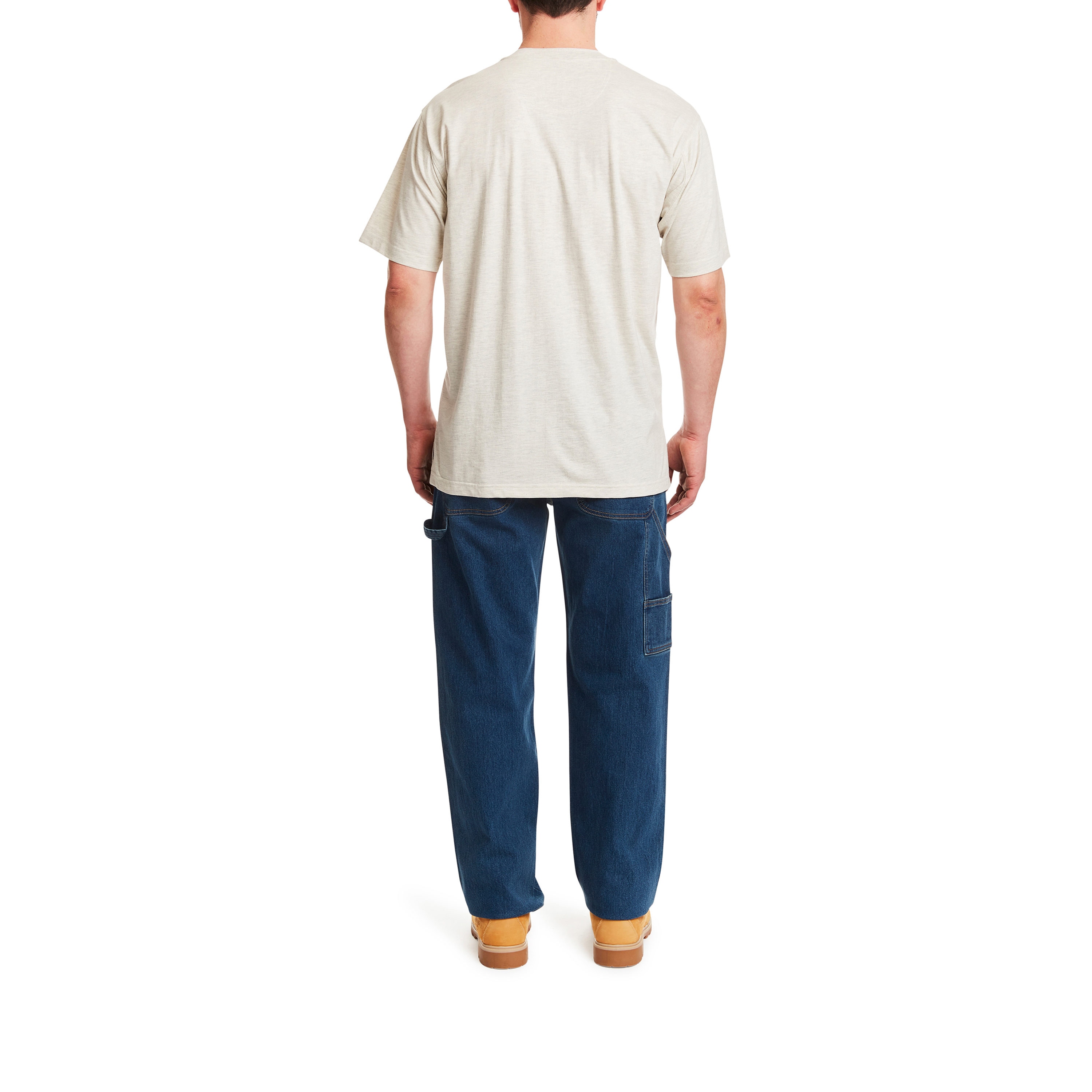 Playera Henley sólida de manga corta en punto café para hombre de Smith's Workwear (Talla Grande)
