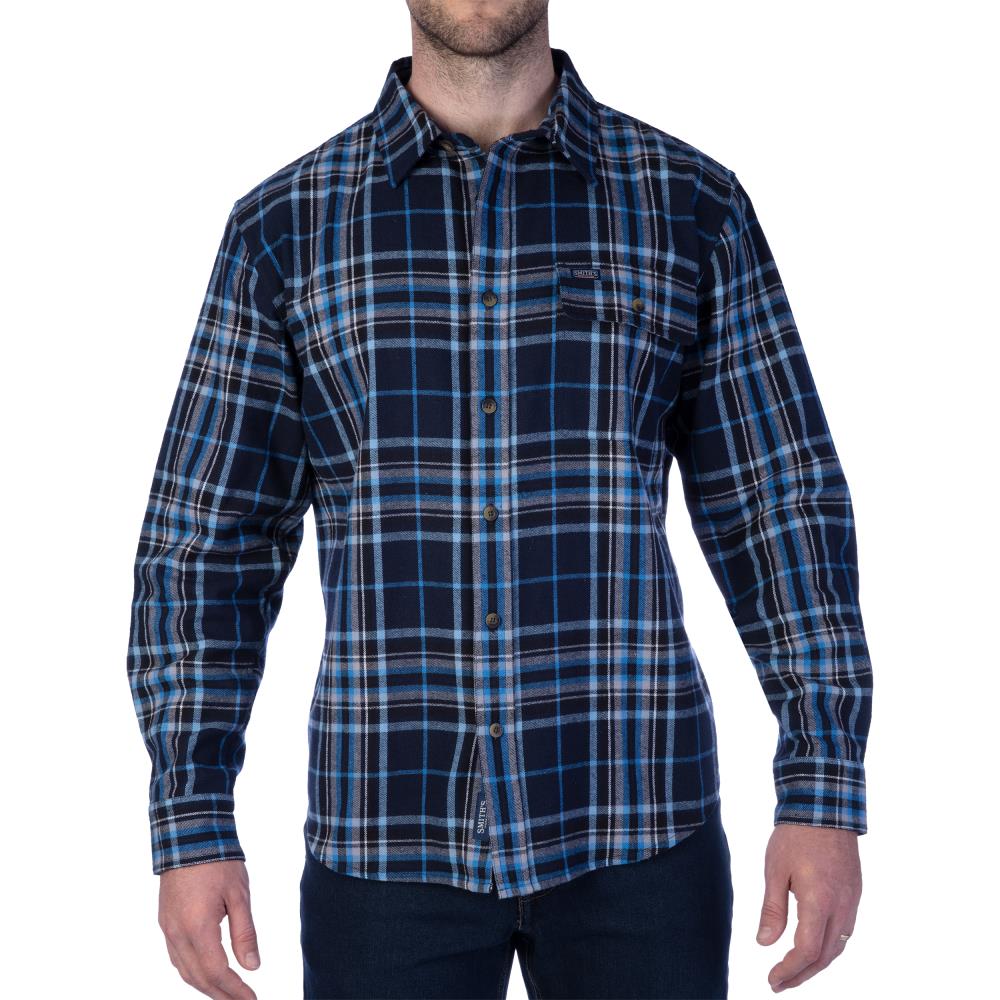 Camisa de cuadros azul de manga larga para hombre de Smith's Workwear (Mediana)