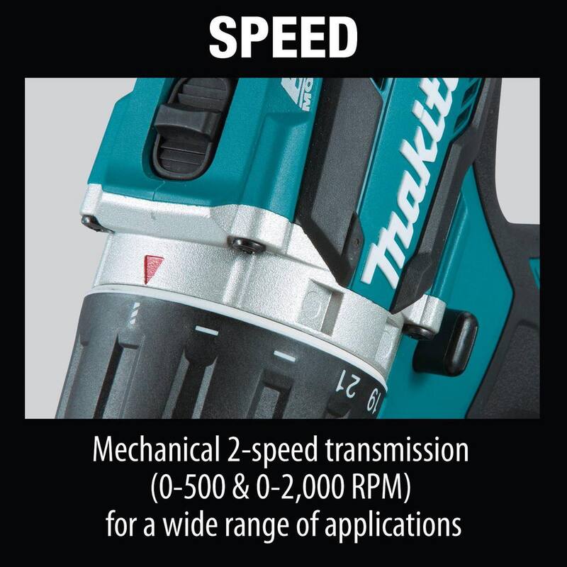Makita 18V LXT Taladro de Destornillador Inalámbrico Compacto con Motor sin Escobillas de Litio-Ion de 1/2 pulg. Kit con Dos Baterías de 5.0 Ah, Cargador, Bolsa - XFD12T