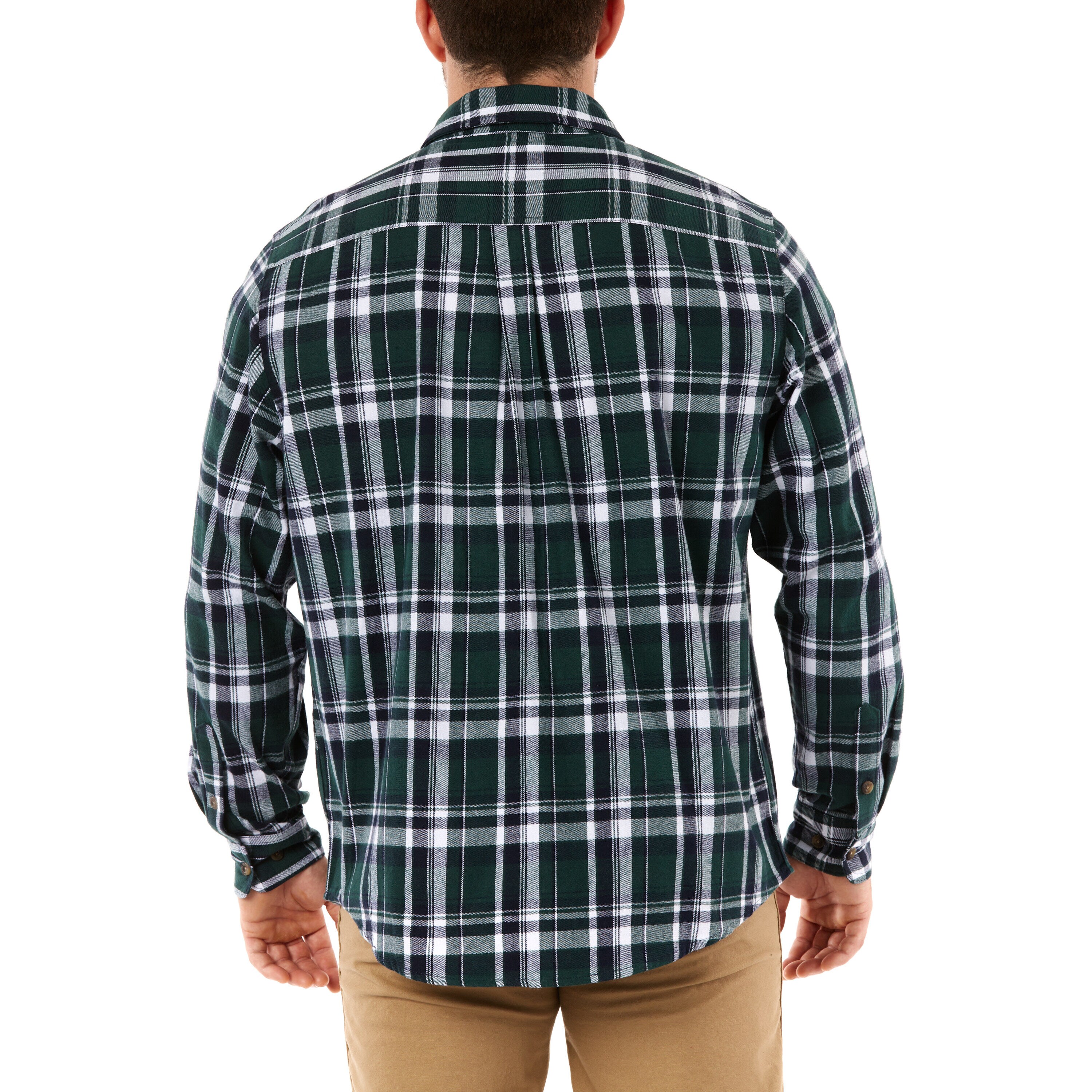 Playera de cuadros verde de manga larga para hombre de Smith's Workwear (talla mediana)
