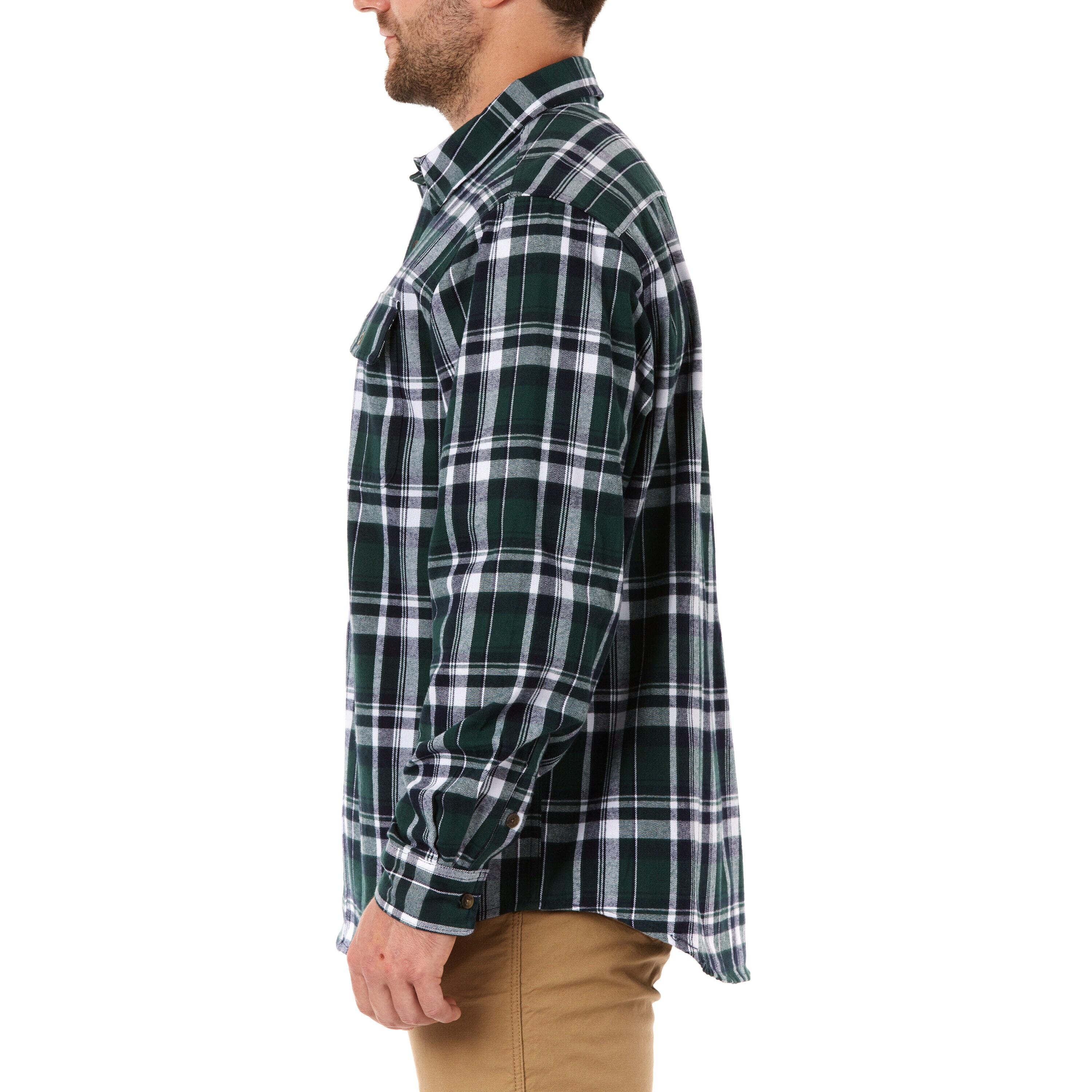 Playera de cuadros verde de manga larga para hombre de Smith's Workwear (talla mediana)