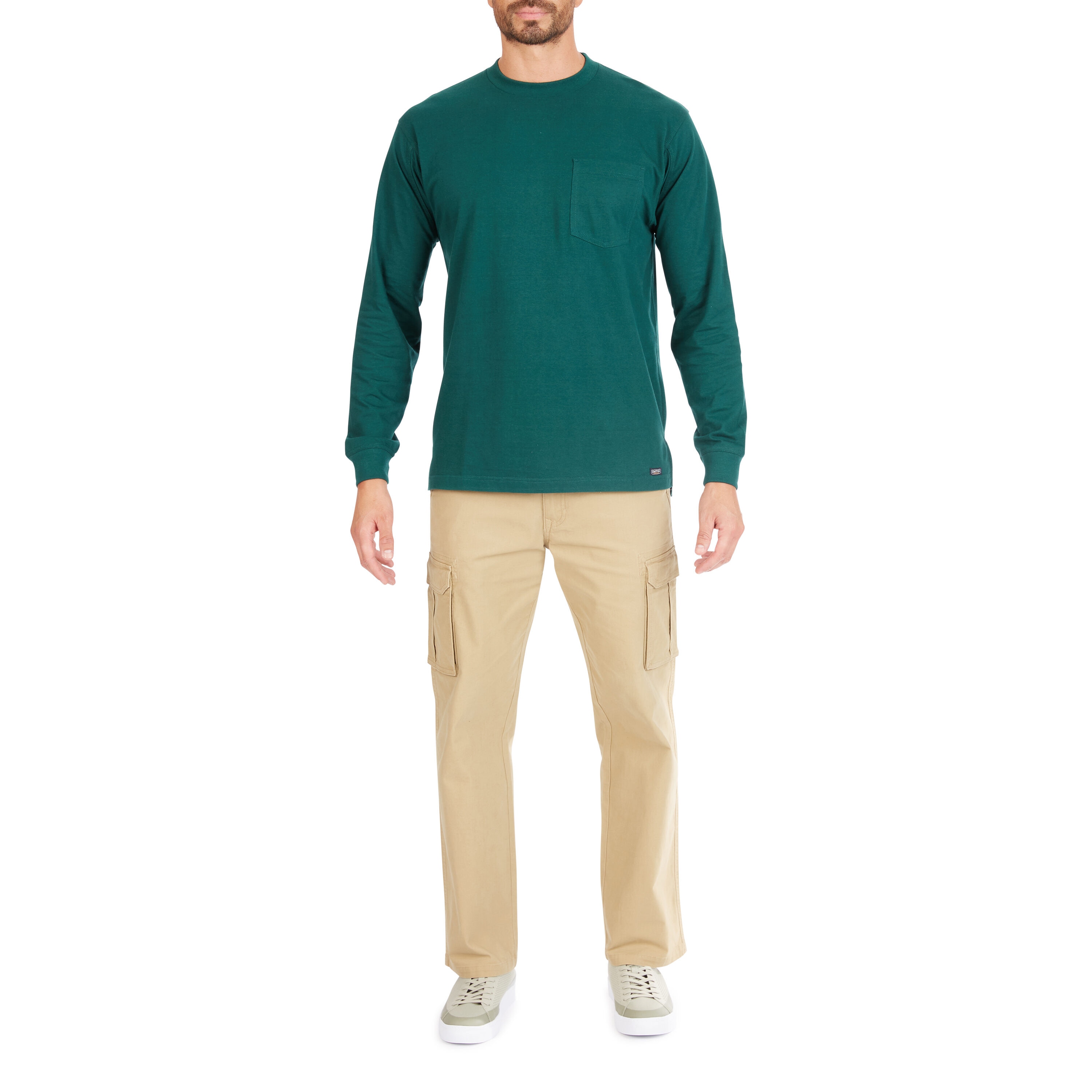 Playera de manga larga en color verde sólido de punto para hombre de Smith's Workwear (XL)