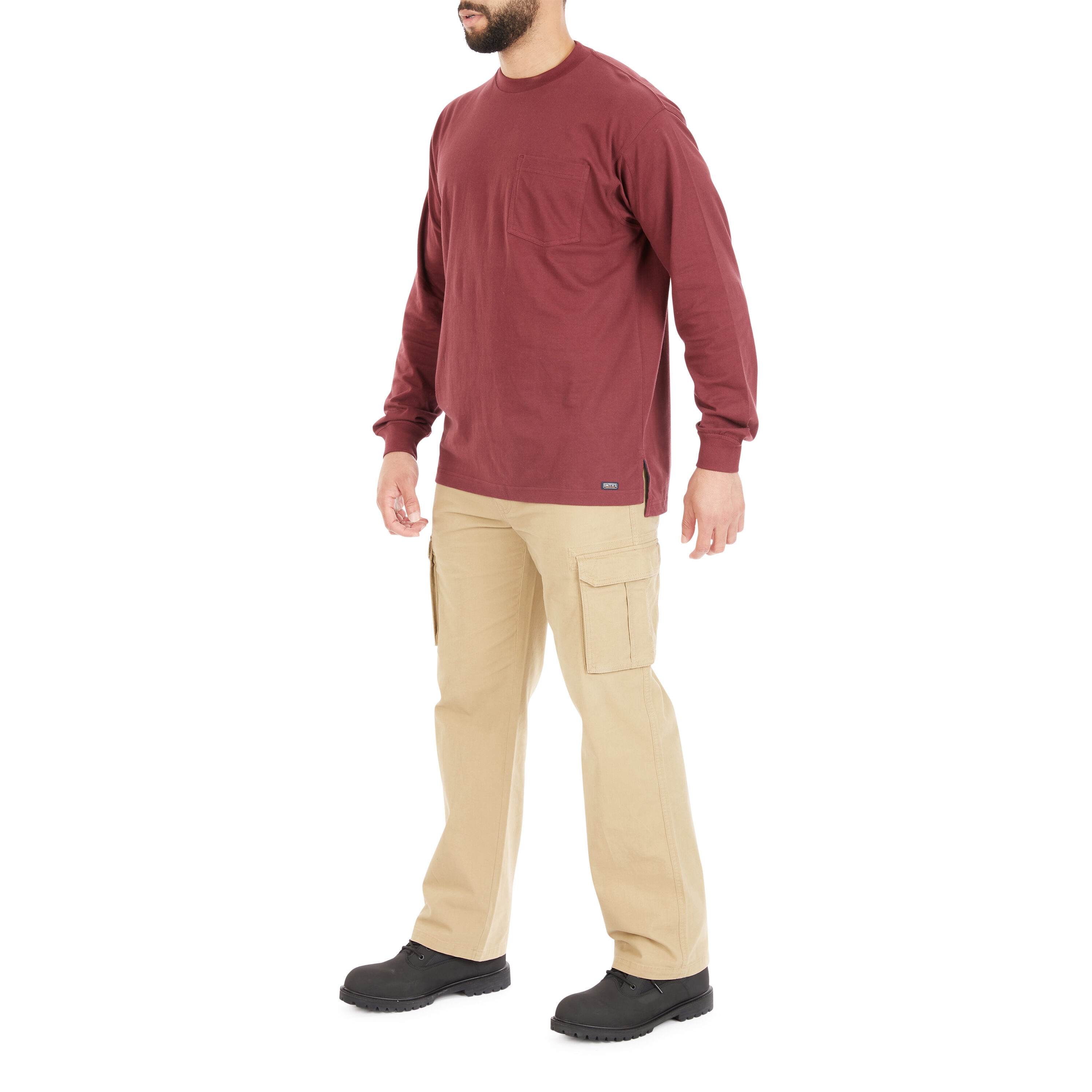 Playera de manga larga roja de punto sólido para hombre de Smith's Workwear (XL)