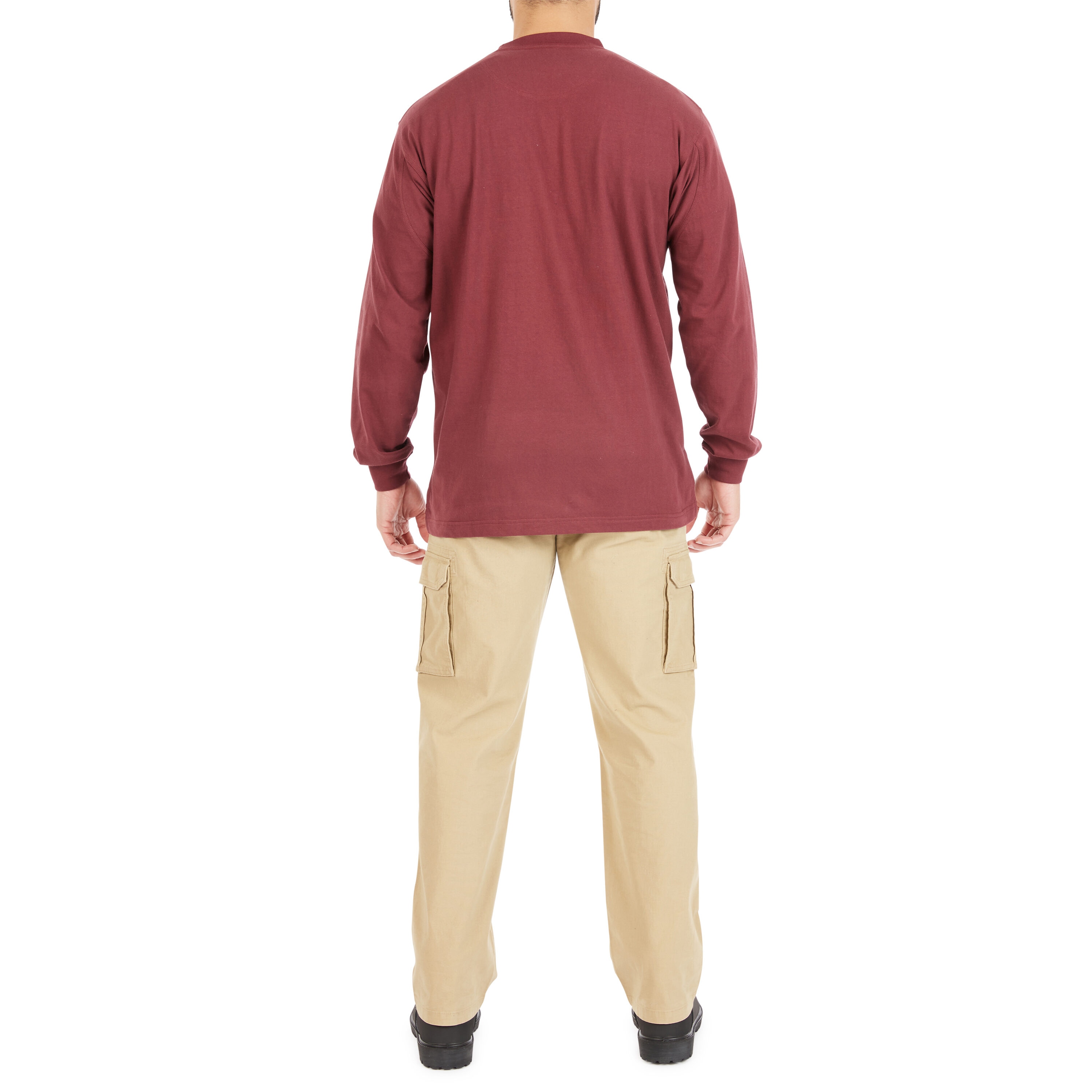 Playera de manga larga roja de punto sólido para hombre de Smith's Workwear (XL)