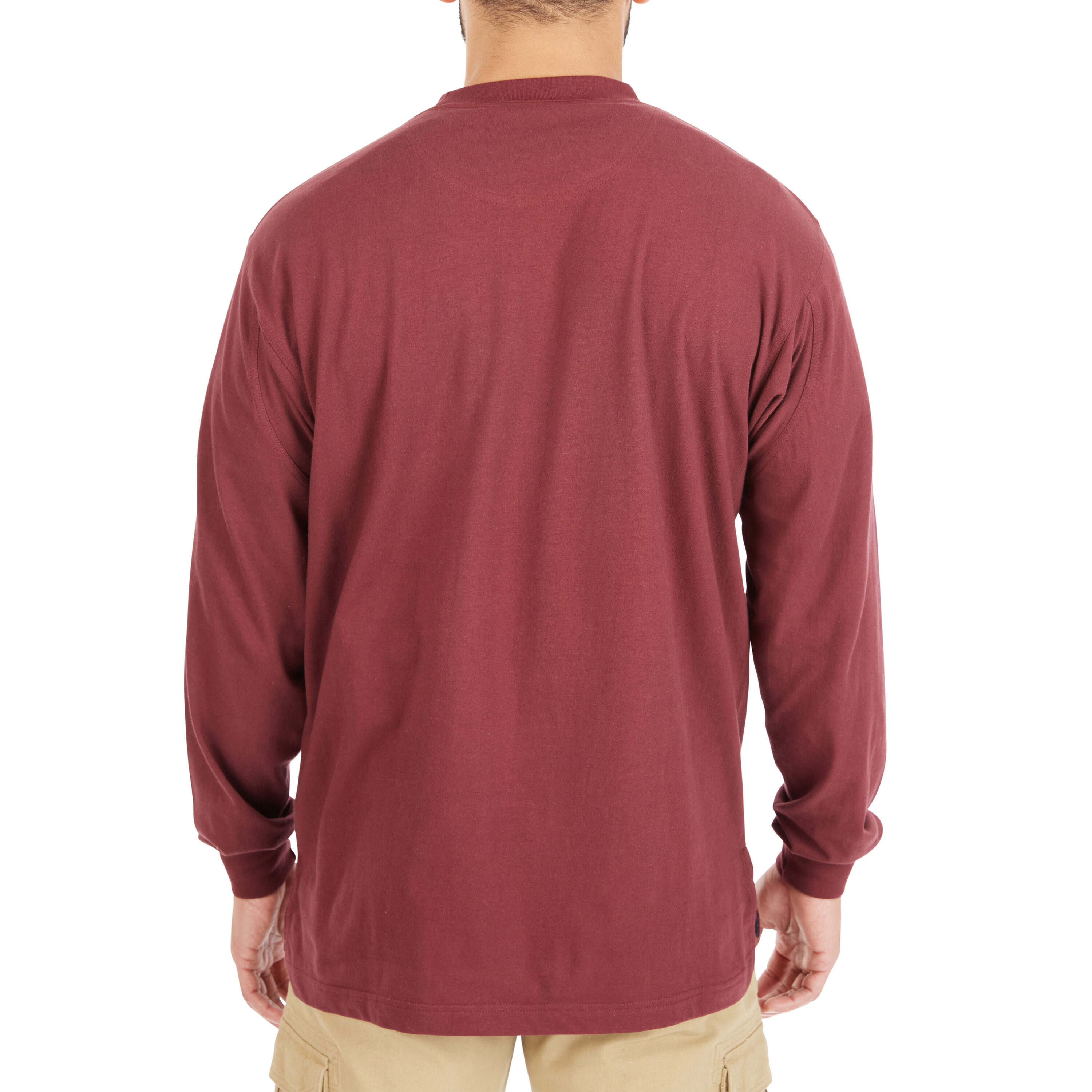Playera de manga larga roja de punto sólido para hombre de Smith's Workwear (XL)