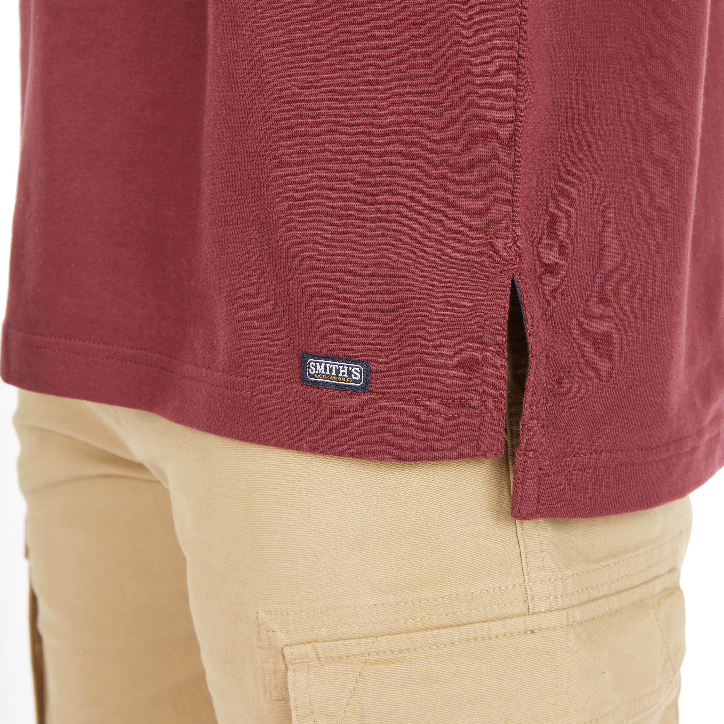 Playera de manga larga roja de punto sólido para hombre de Smith's Workwear (XL)