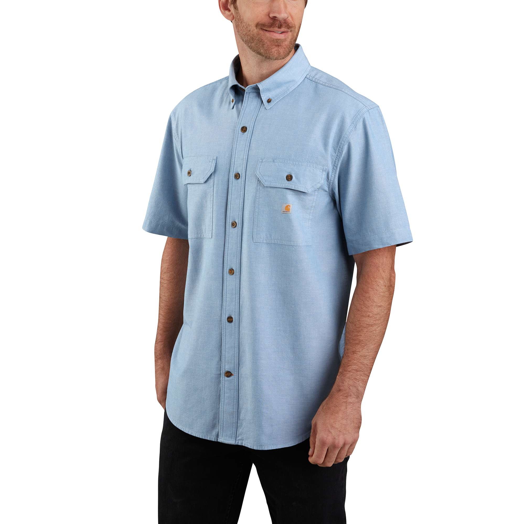 Playera de manga corta azul lisa de punto para hombre de Carhartt (XL)