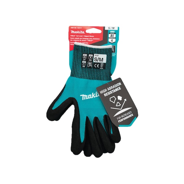 Guantes Makita, Nivel de Corte 1, Nitrilo, Pequeño/Mediano - T-04117