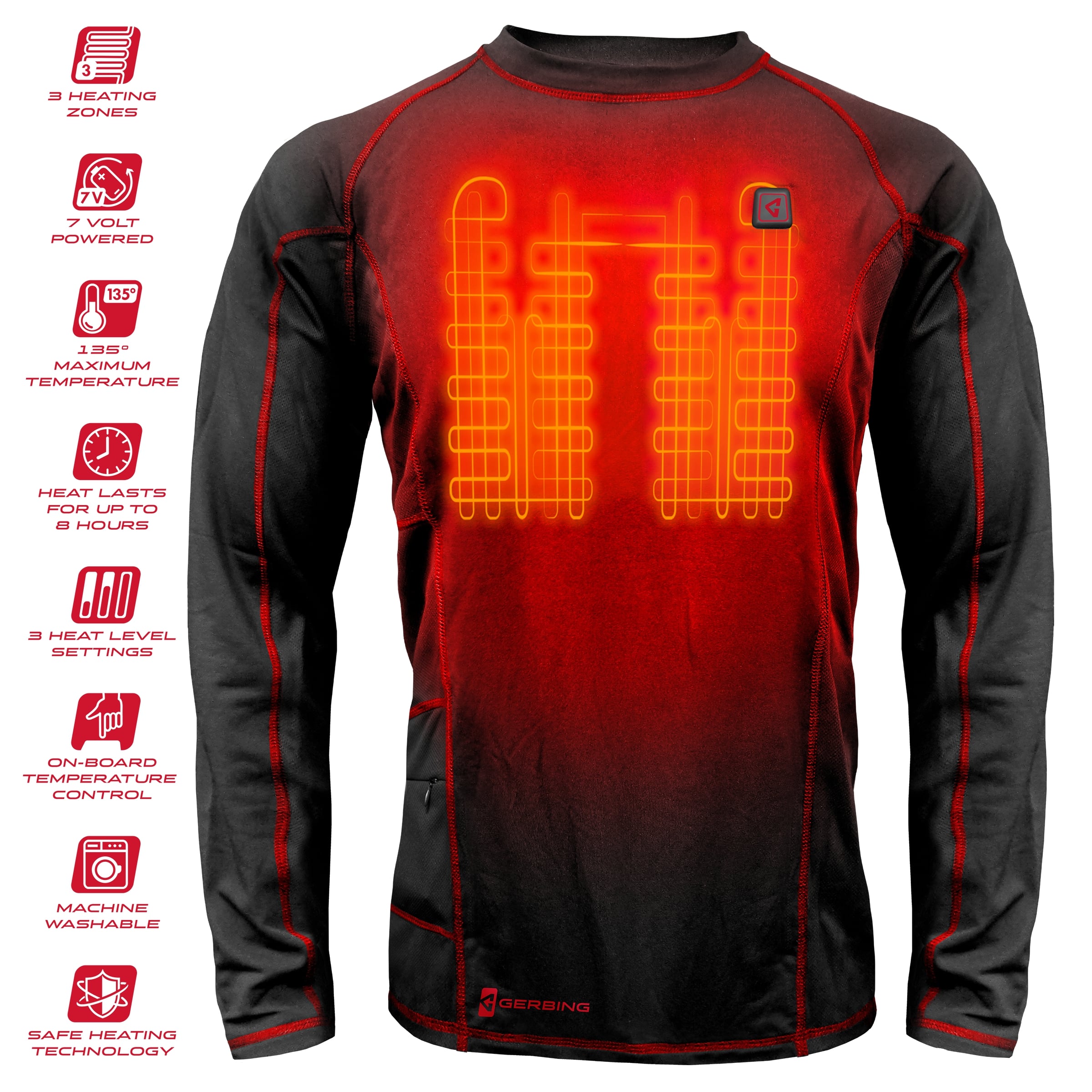 Playera térmica negra de manga larga para hombre Gerbing (Talla pequeña)