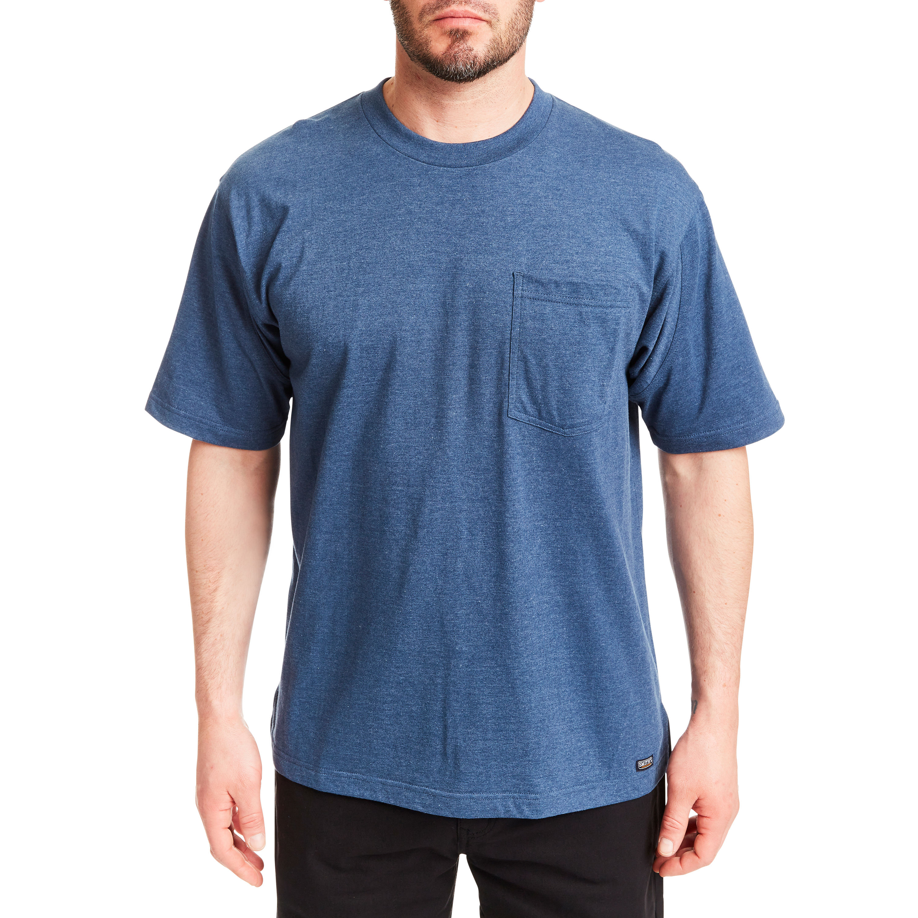 Playera sólida de manga corta azul de punto para hombre de Smith's Workwear (grande)