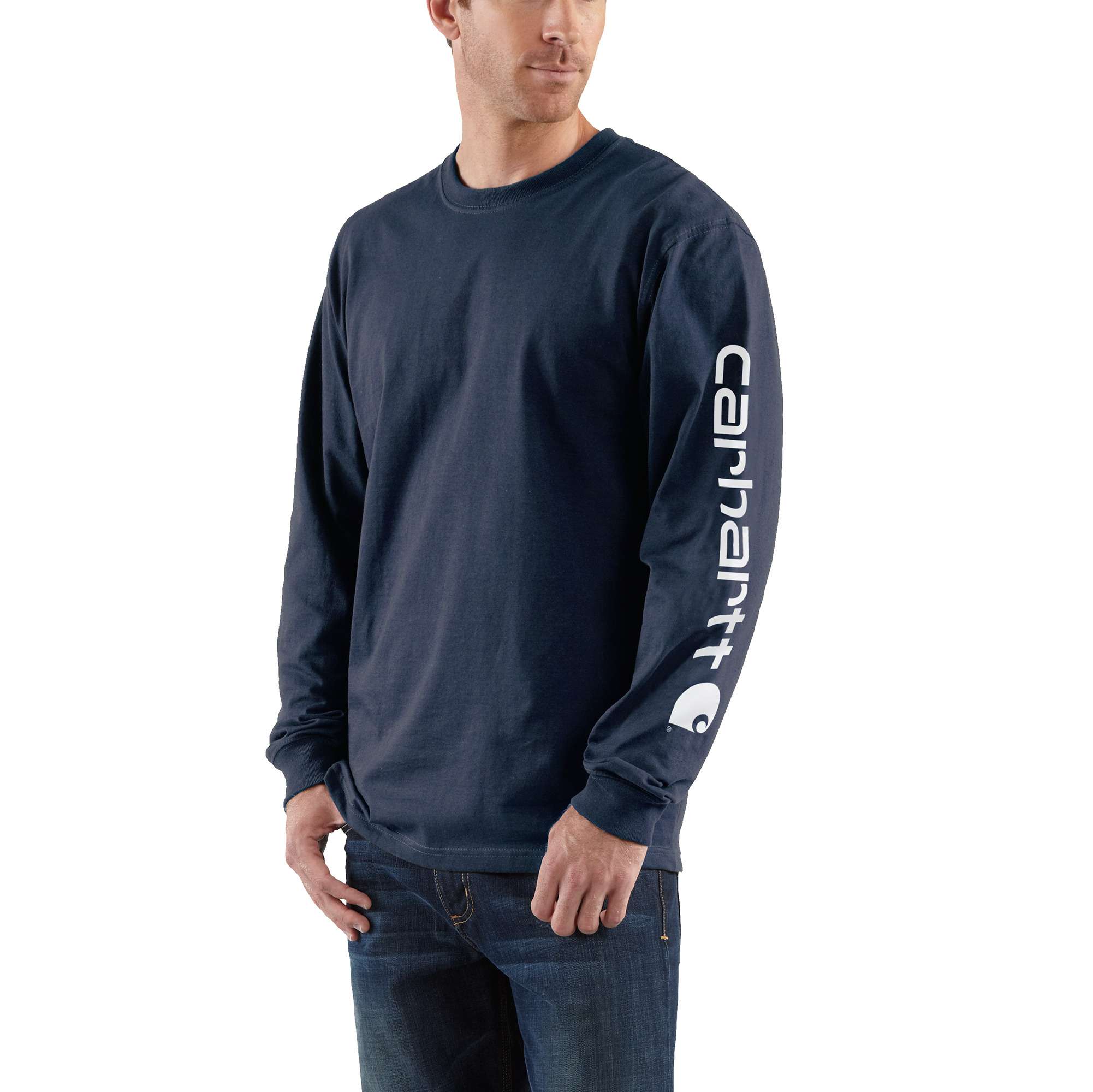 Sudadera sólida de manga larga en punto azul para hombre Carhartt (XL)