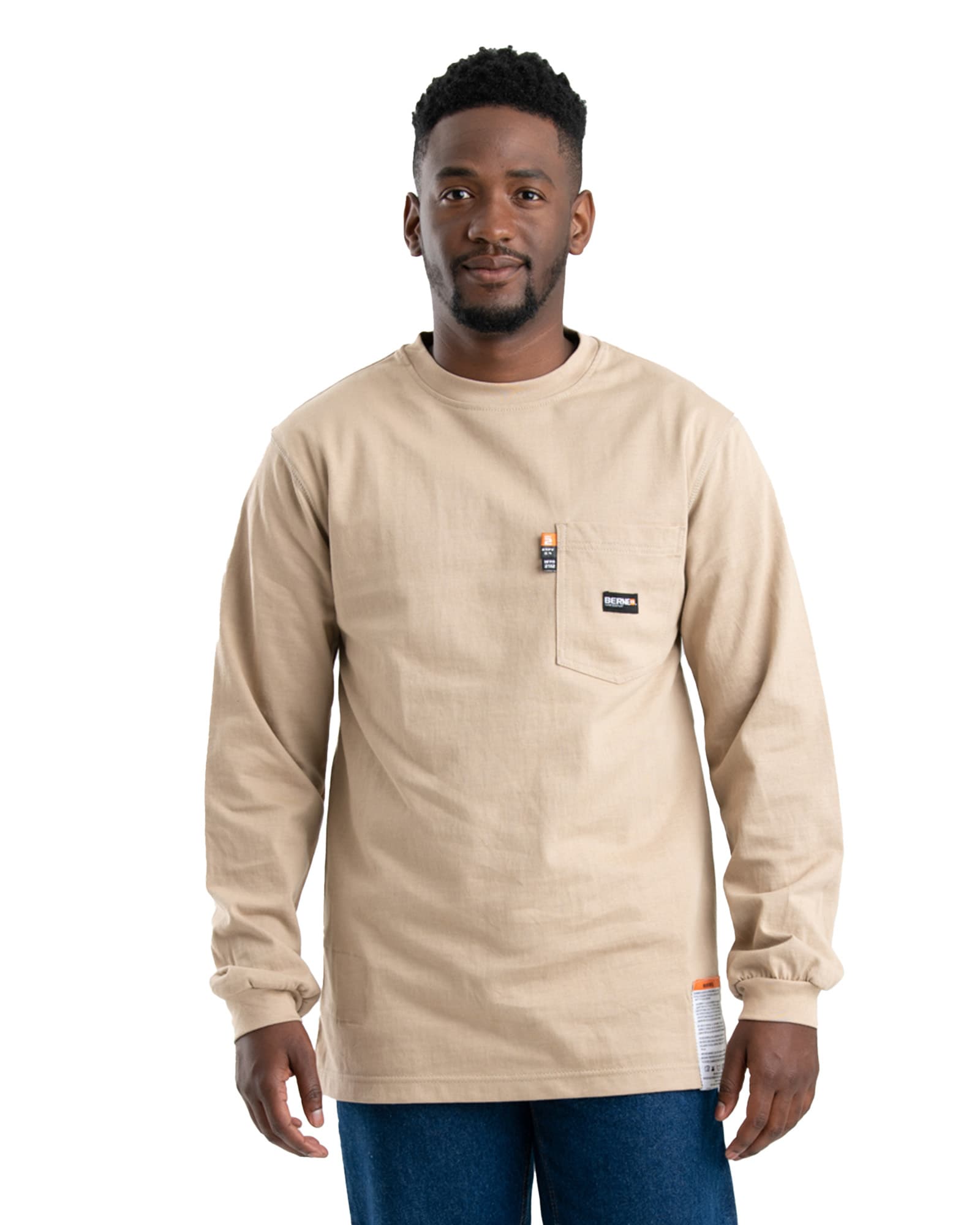 Playera de Manga Larga Café para Hombre de BERNE APPAREL (Talla Grande)