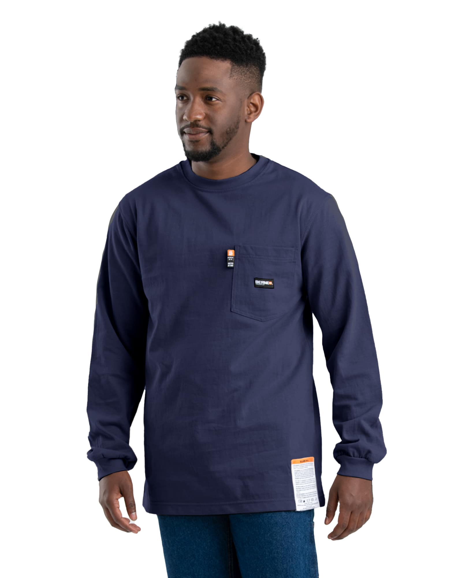 Playera de manga larga azul sólido para hombre de BERNE APPAREL (Talla grande)