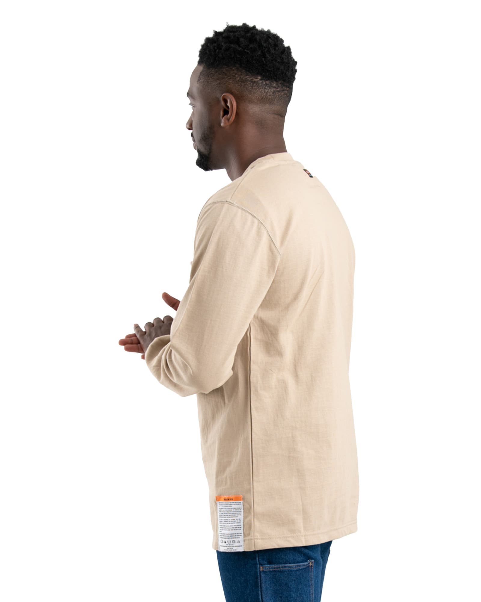 Playera sólida de manga larga para hombre en color café (2XL) de BERNE APPAREL