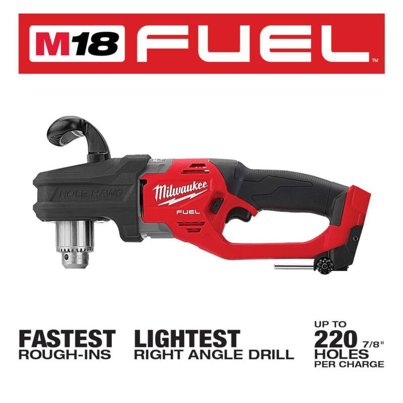 Milwaukee M18 FUEL 18V Lithium-Ion Brushless Cordless GEN 2 SUPER HAWG Taladro de Ángulo Recto de 1/2 pulgadas y Taladro de Ángulo Recto Hole Hawg - 2809-20-2807-20