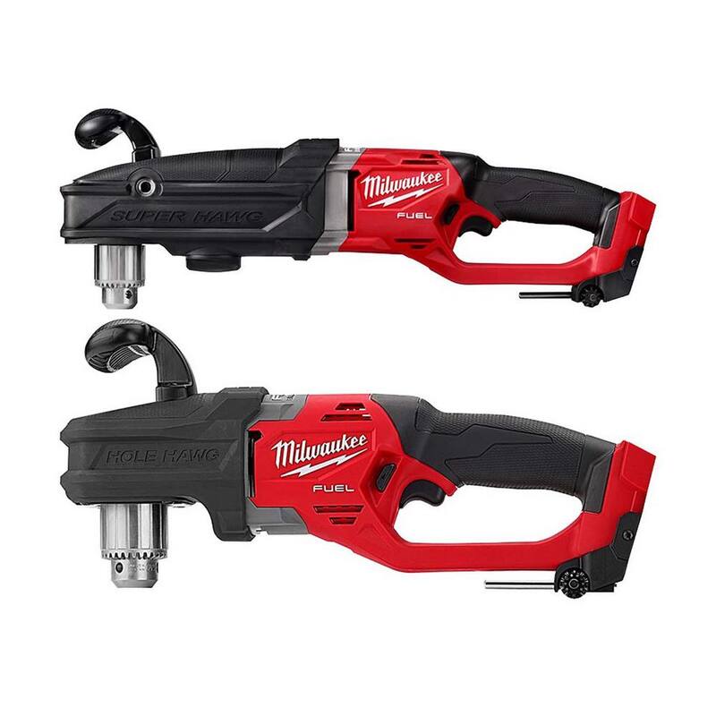 Milwaukee M18 FUEL 18V Lithium-Ion Brushless Cordless GEN 2 SUPER HAWG Taladro de Ángulo Recto de 1/2 pulgadas y Taladro de Ángulo Recto Hole Hawg - 2809-20-2807-20