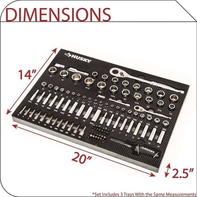 Set de herramientas mecánicas Husky en charolas de EVA (274 piezas) - H274MTSEVACB