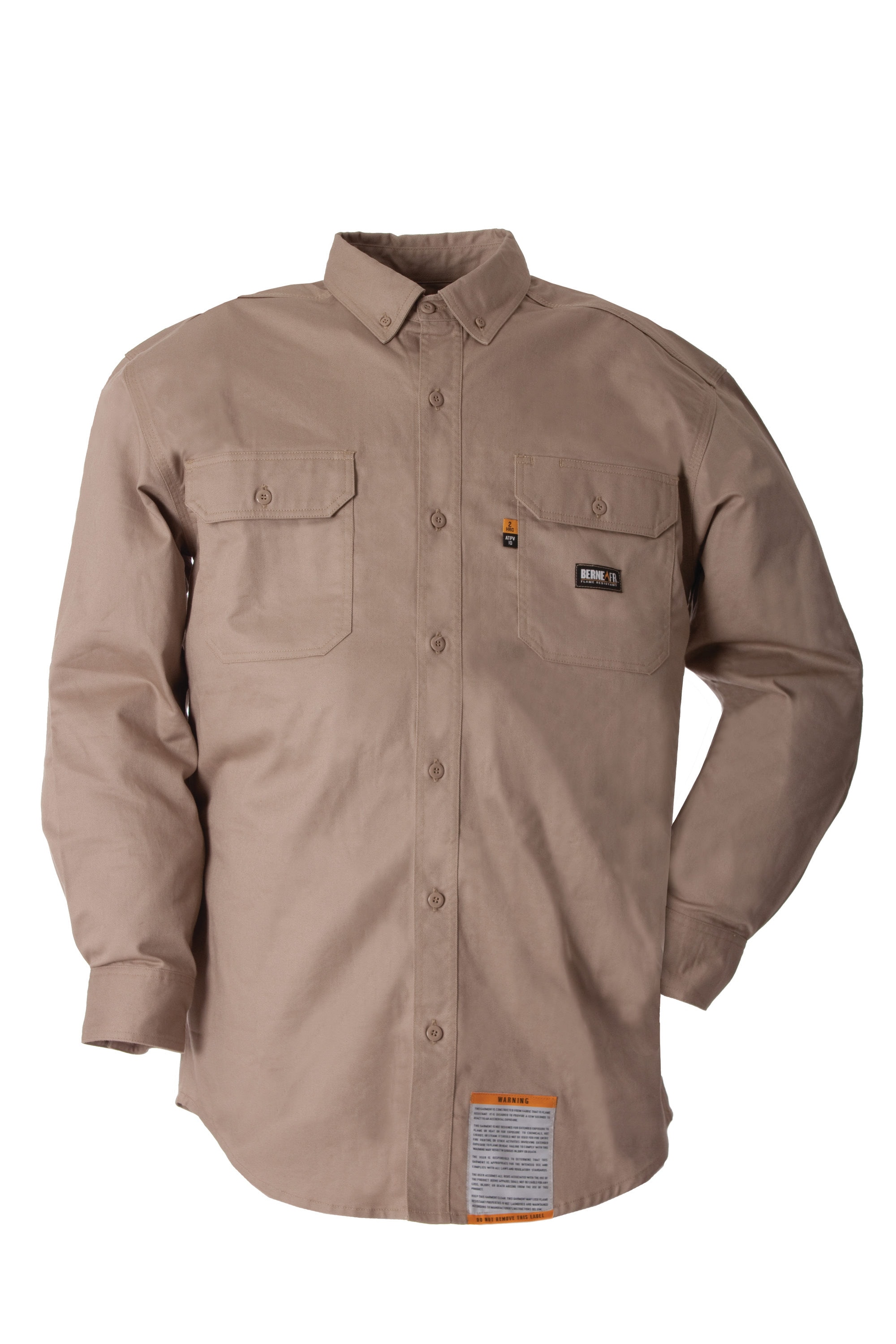 Camisa de botones de manga larga de twill marrón para hombre (Talla 6XL)