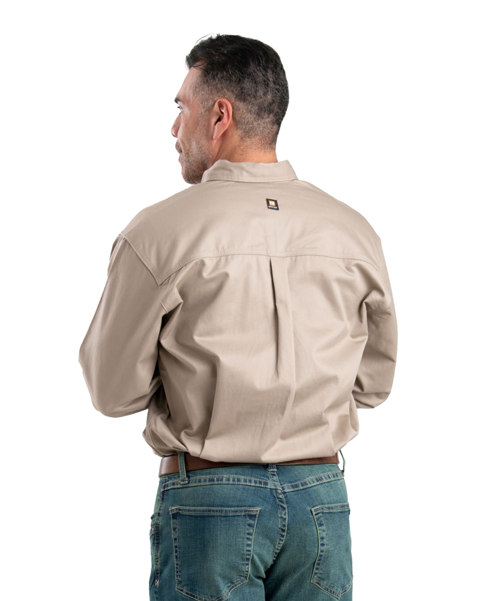 Camisa de botones de manga larga de twill marrón para hombre (Talla 6XL)