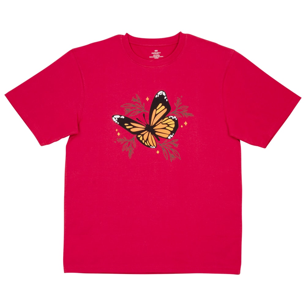  Playera de manga corta de jersey rojo para mujer de Infinity Brands (Grande)