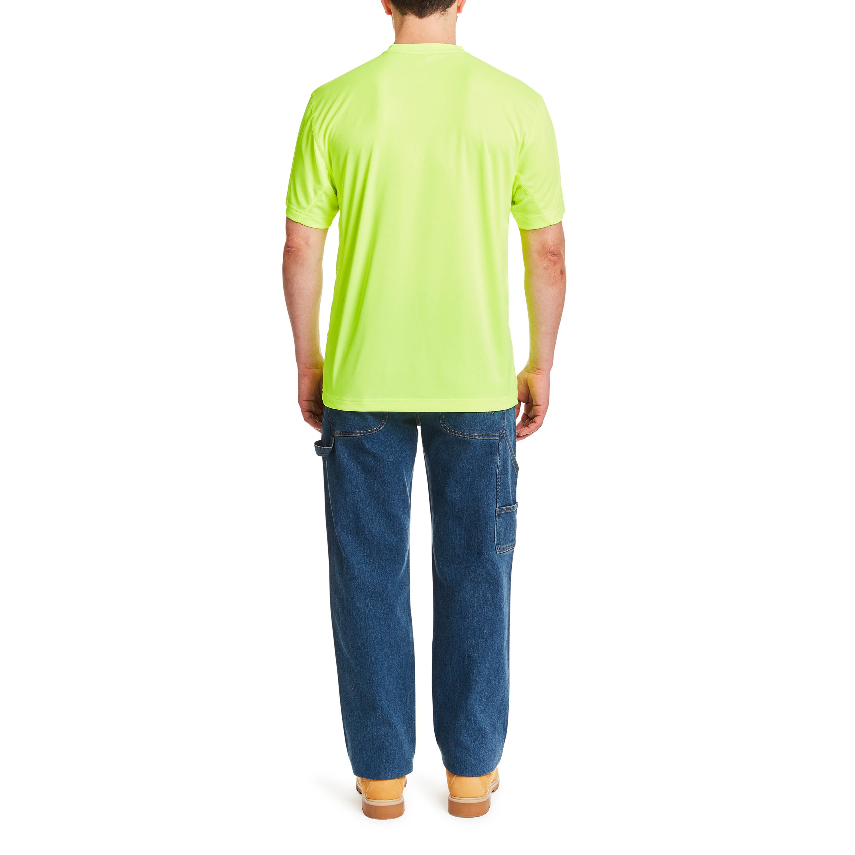 Playera lisa de manga corta amarilla de punto para hombre de Smith's Workwear (talla mediana)