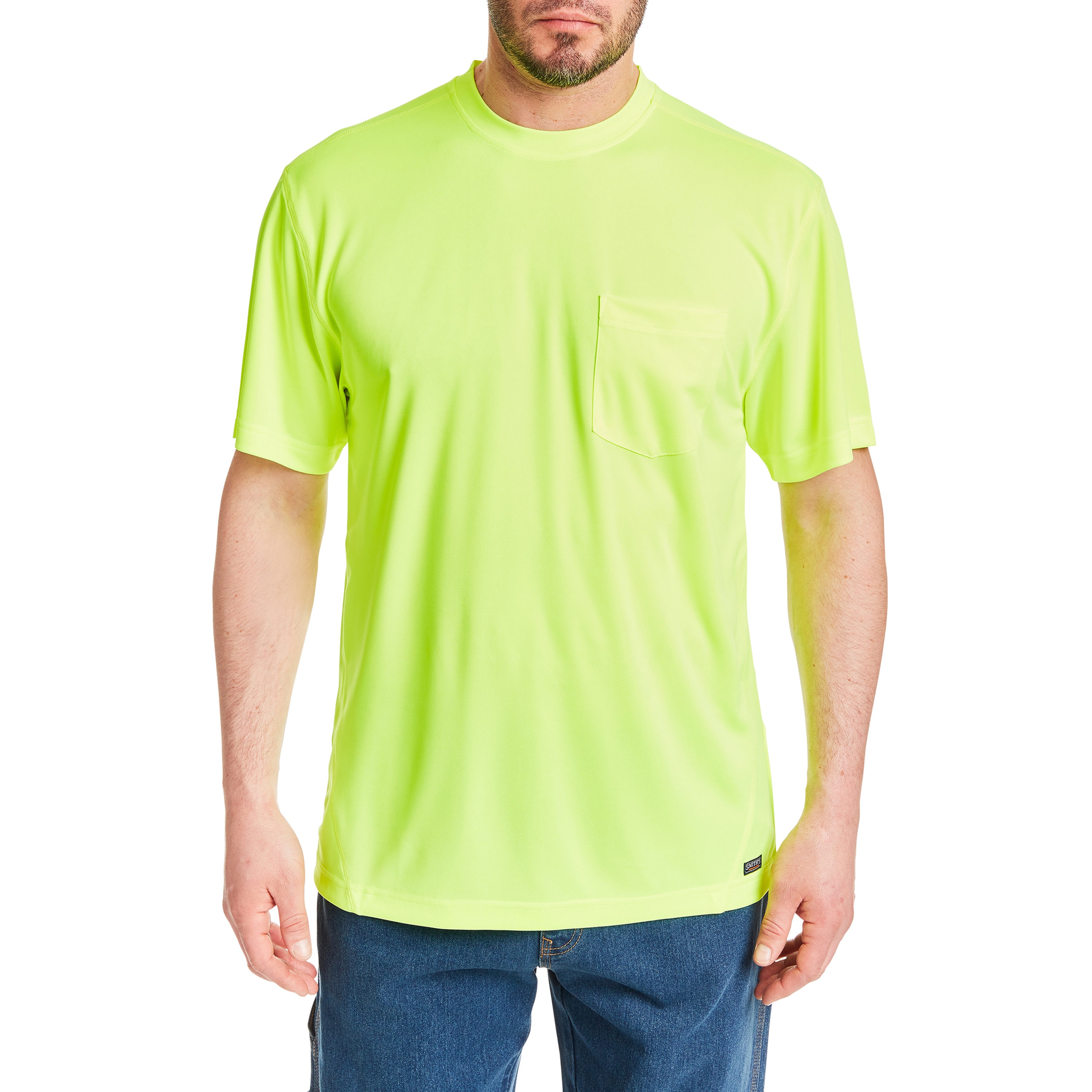 Playera lisa de manga corta amarilla de punto para hombre de Smith's Workwear (talla mediana)