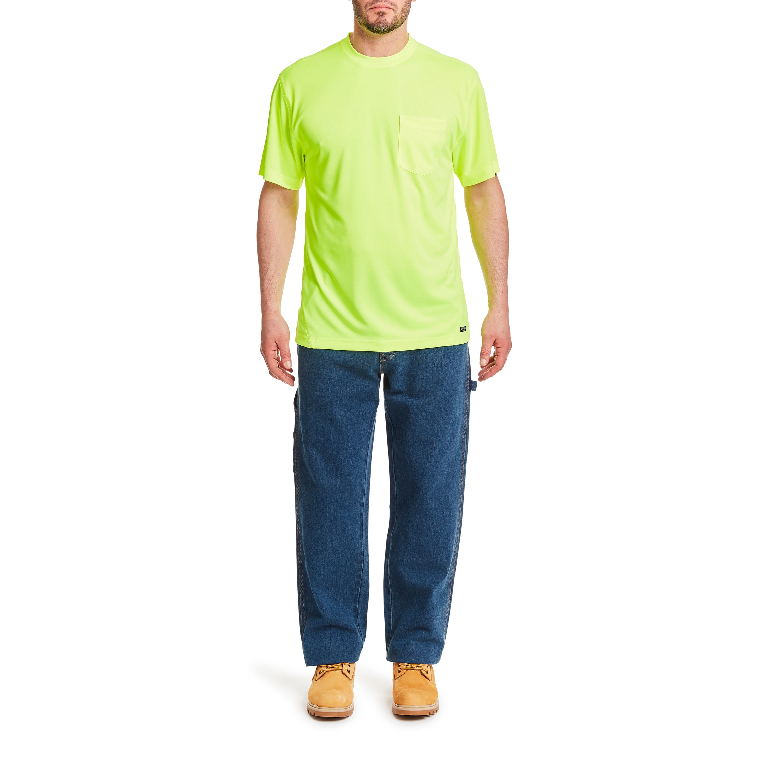 Playera lisa de manga corta amarilla de punto para hombre de Smith's Workwear (talla mediana)