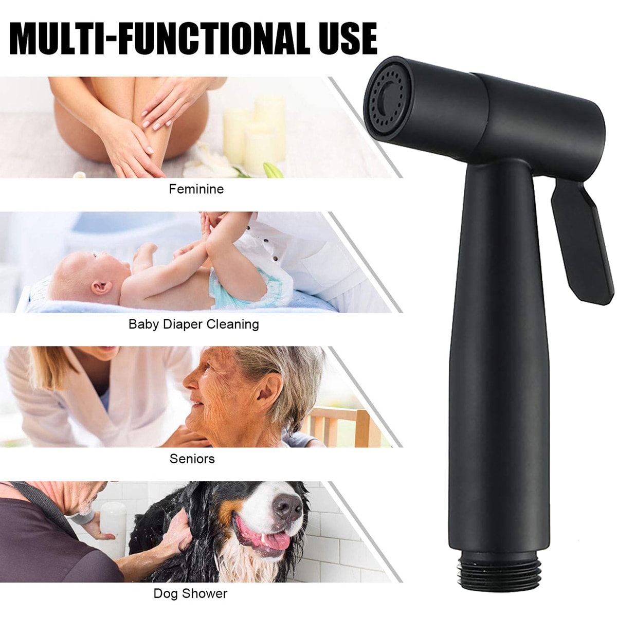 Regadera para bidé de mano en color negro mate para inodoro Mondawe MD-HBS-B