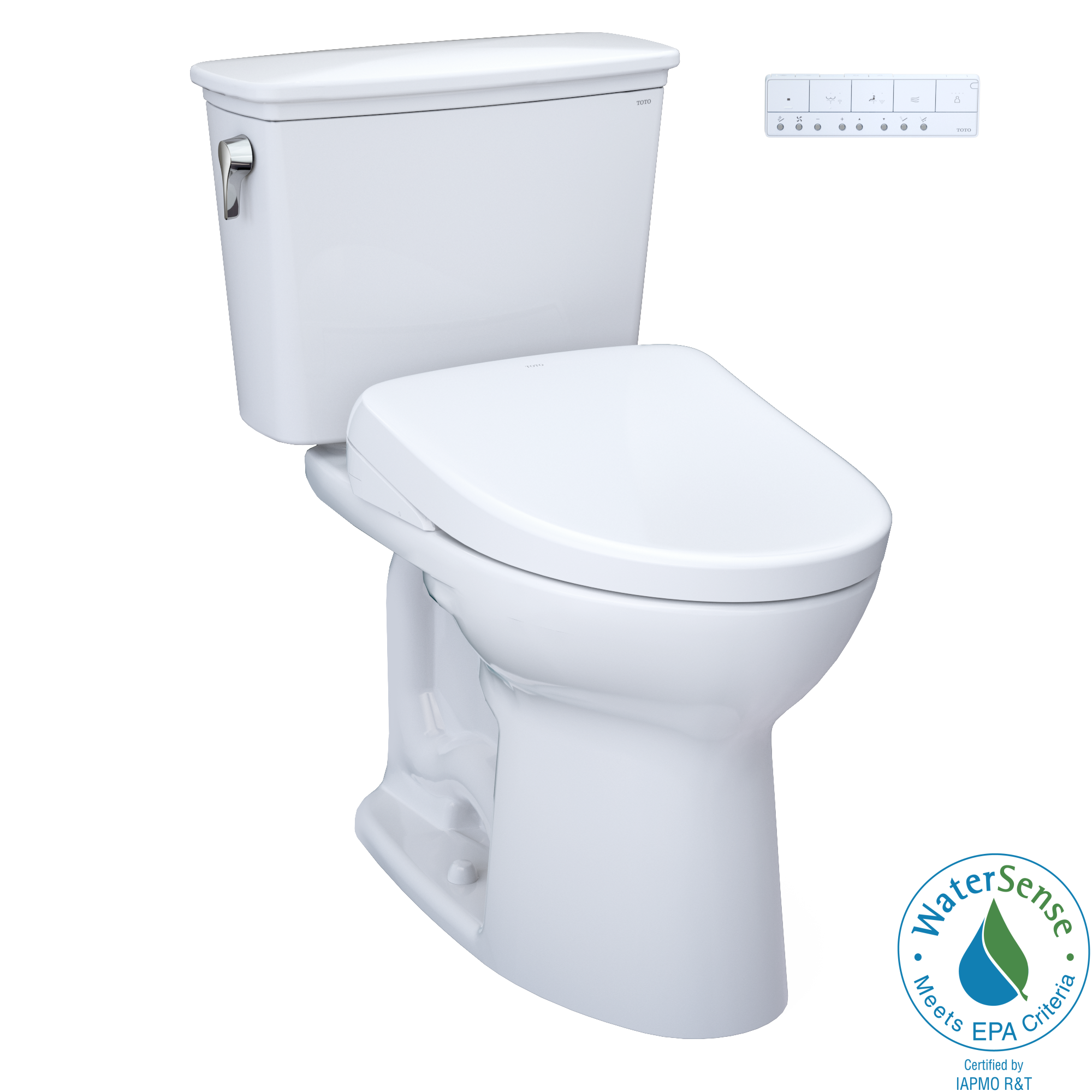 TOTO Drake Algodón Blanco Individual alargado con altura personalizada Cierra suave Bidet de 2 piezas de 12 pulgadas de descarga áspera de 1,28 GPF MW7864736CEGA-01