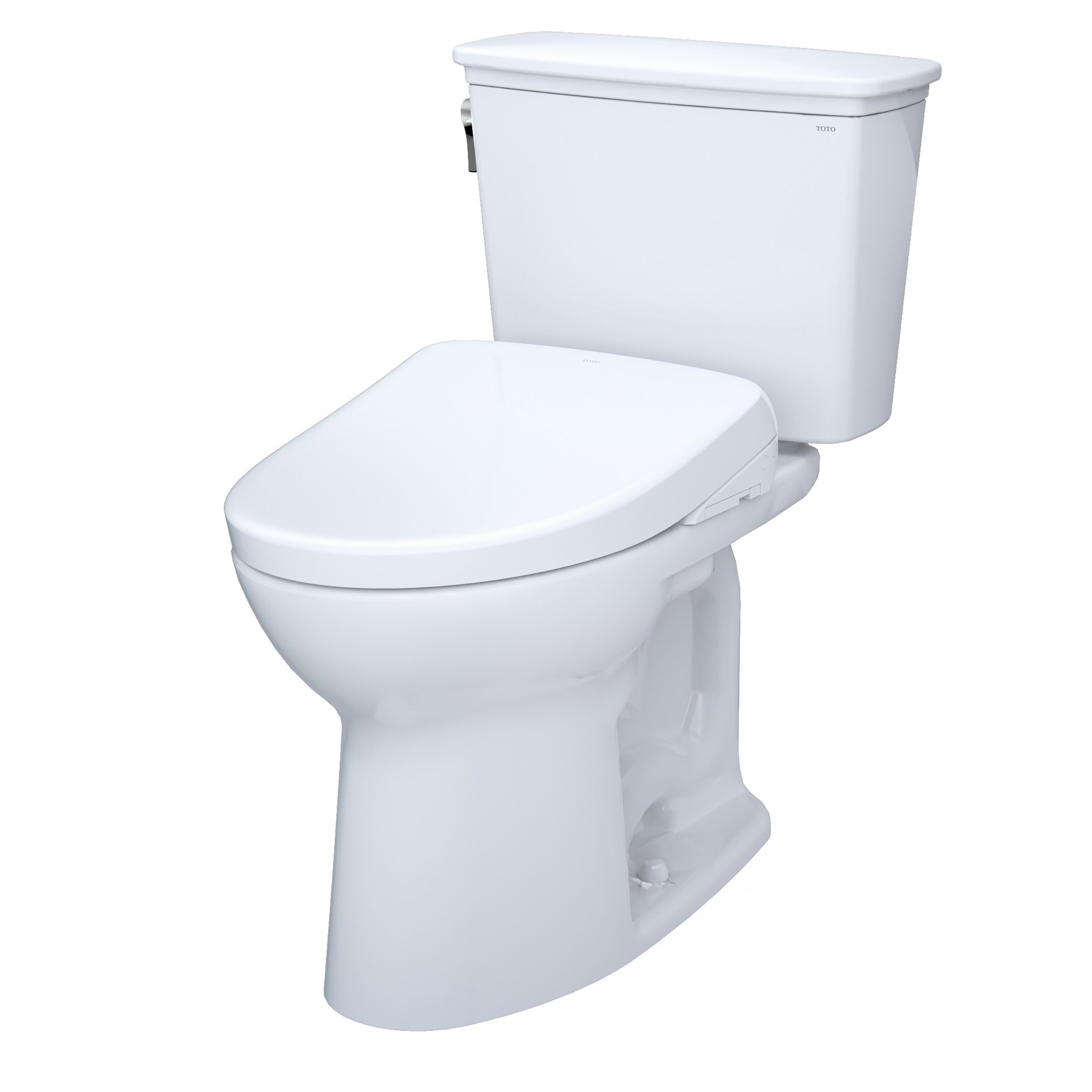 TOTO Drake Algodón Blanco Individual alargado con altura personalizada Cierra suave Bidet de 2 piezas de 12 pulgadas de descarga áspera de 1,28 GPF MW7864736CEGA-01