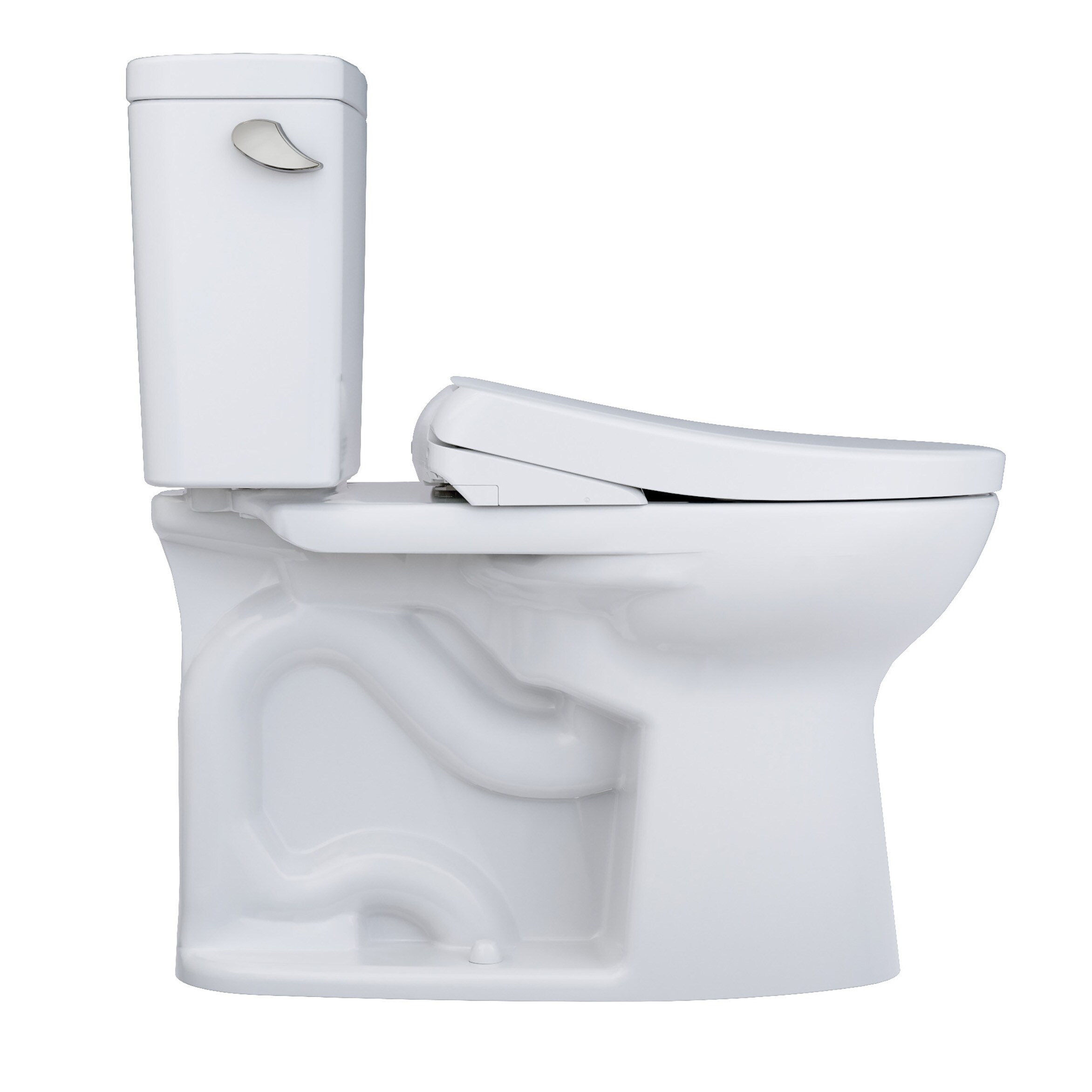 TOTO Drake Algodón Blanco Individual Alargado Altura Personalizada Cierre Suave de 2 Piezas con Bidet Áspero de 12 pulgadas y 1.28 GPF MW7764726CEGA-01