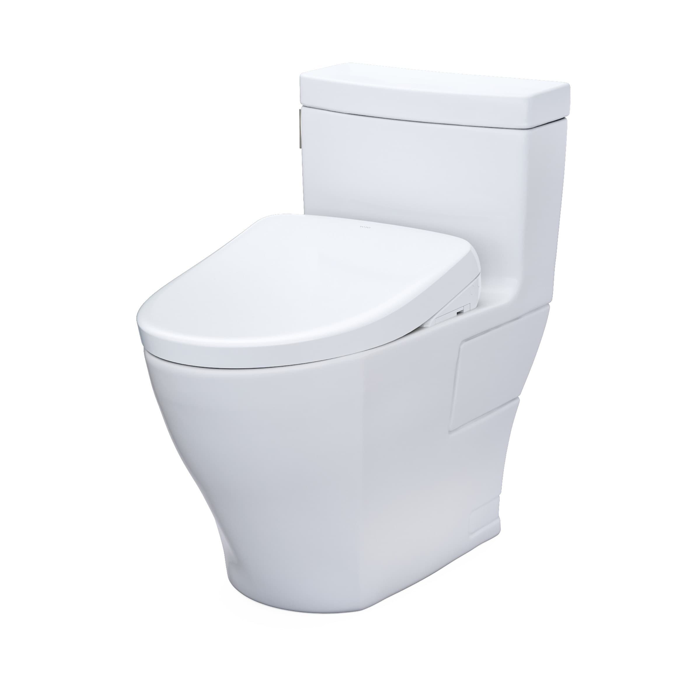 Bidé de una sola pieza TOTO Legato en color blanco de algodón con cierre suave, altura de silla alargada, 1.28 GPF MW6244736CEFG-01.