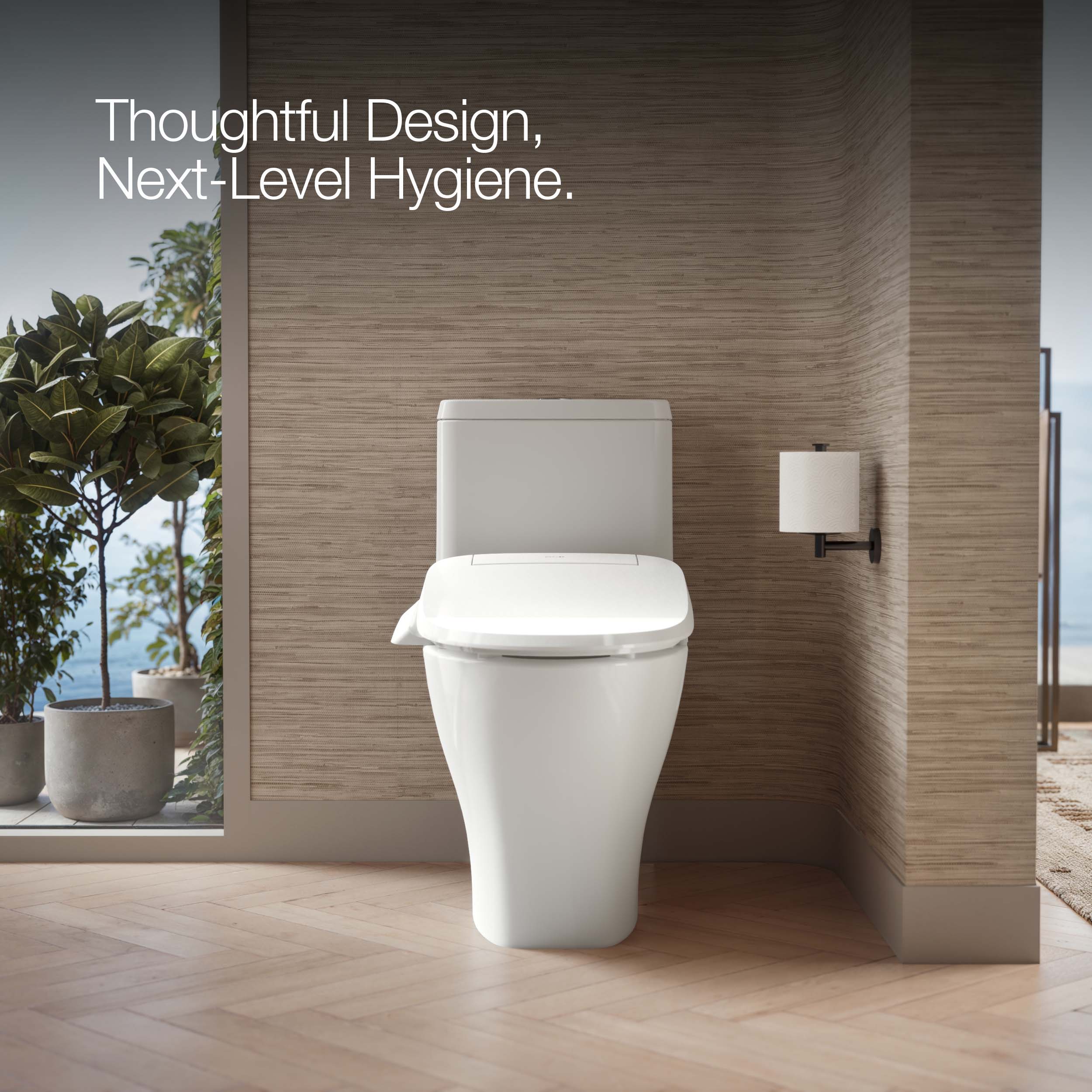 Asiento de bidé para inodoro alargado con cierre suave, calentado y de plástico blanco KOHLER PureWash E545