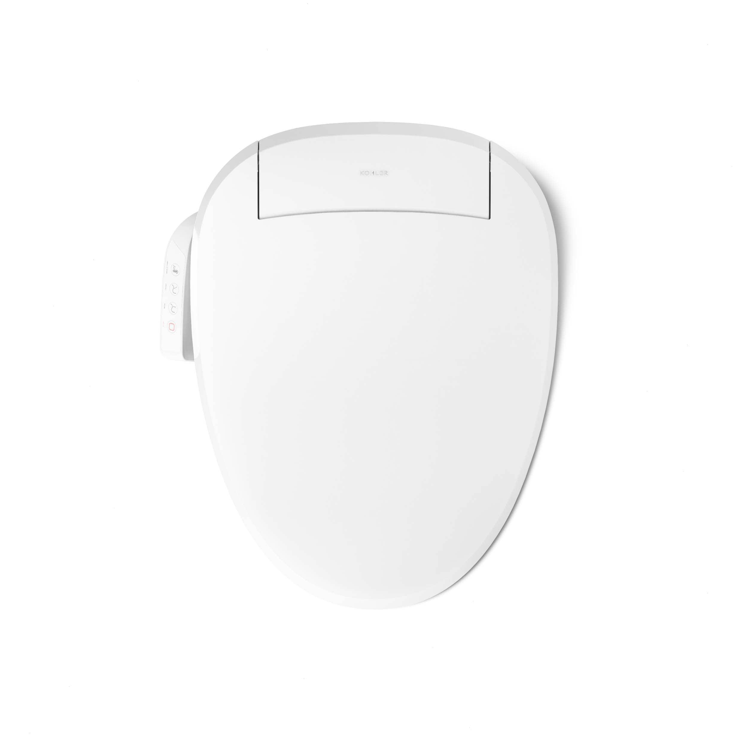 Asiento de bidé para inodoro alargado con cierre suave, calentado y de plástico blanco KOHLER PureWash E545
