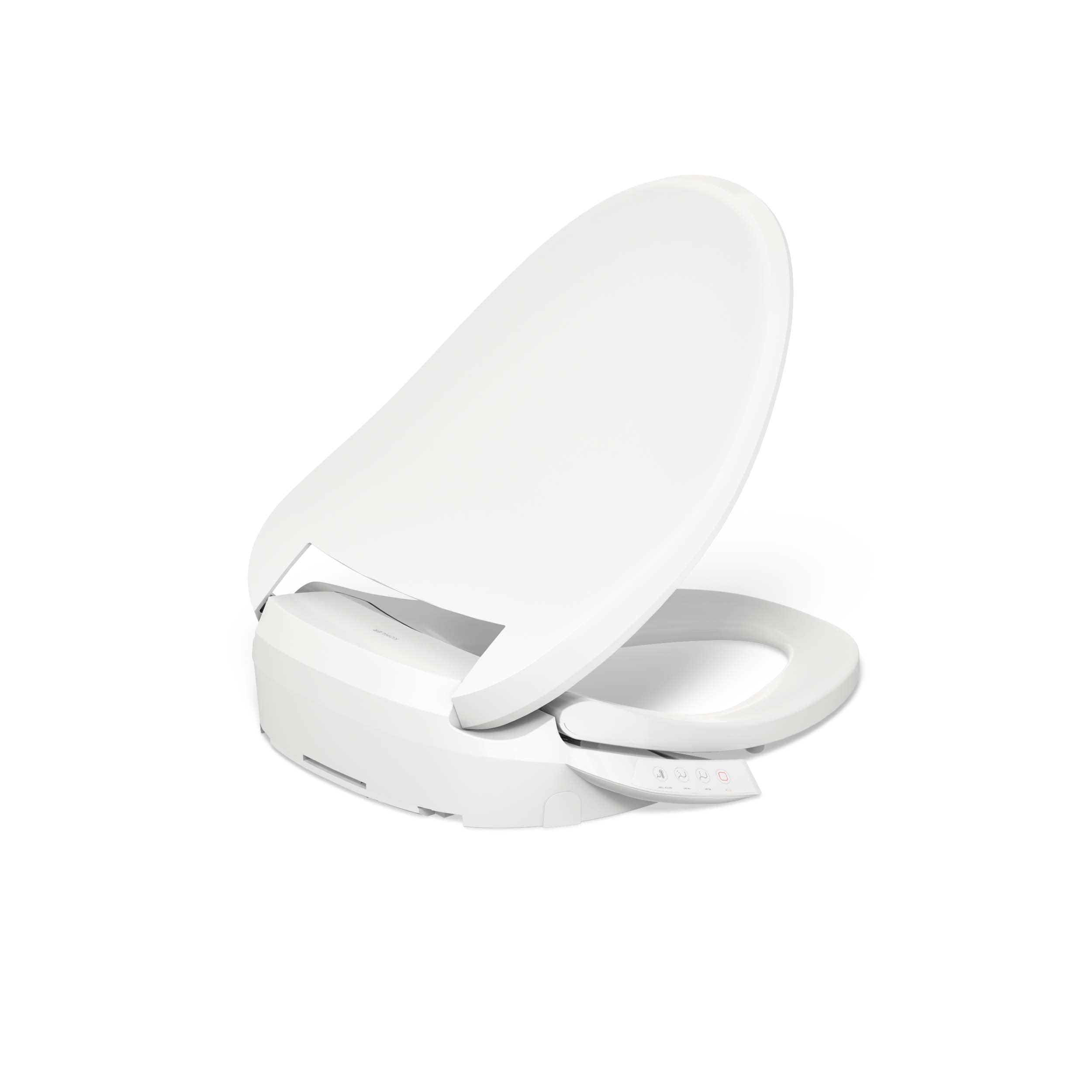 Asiento de bidé para inodoro alargado con cierre suave, calentado y de plástico blanco KOHLER PureWash E545