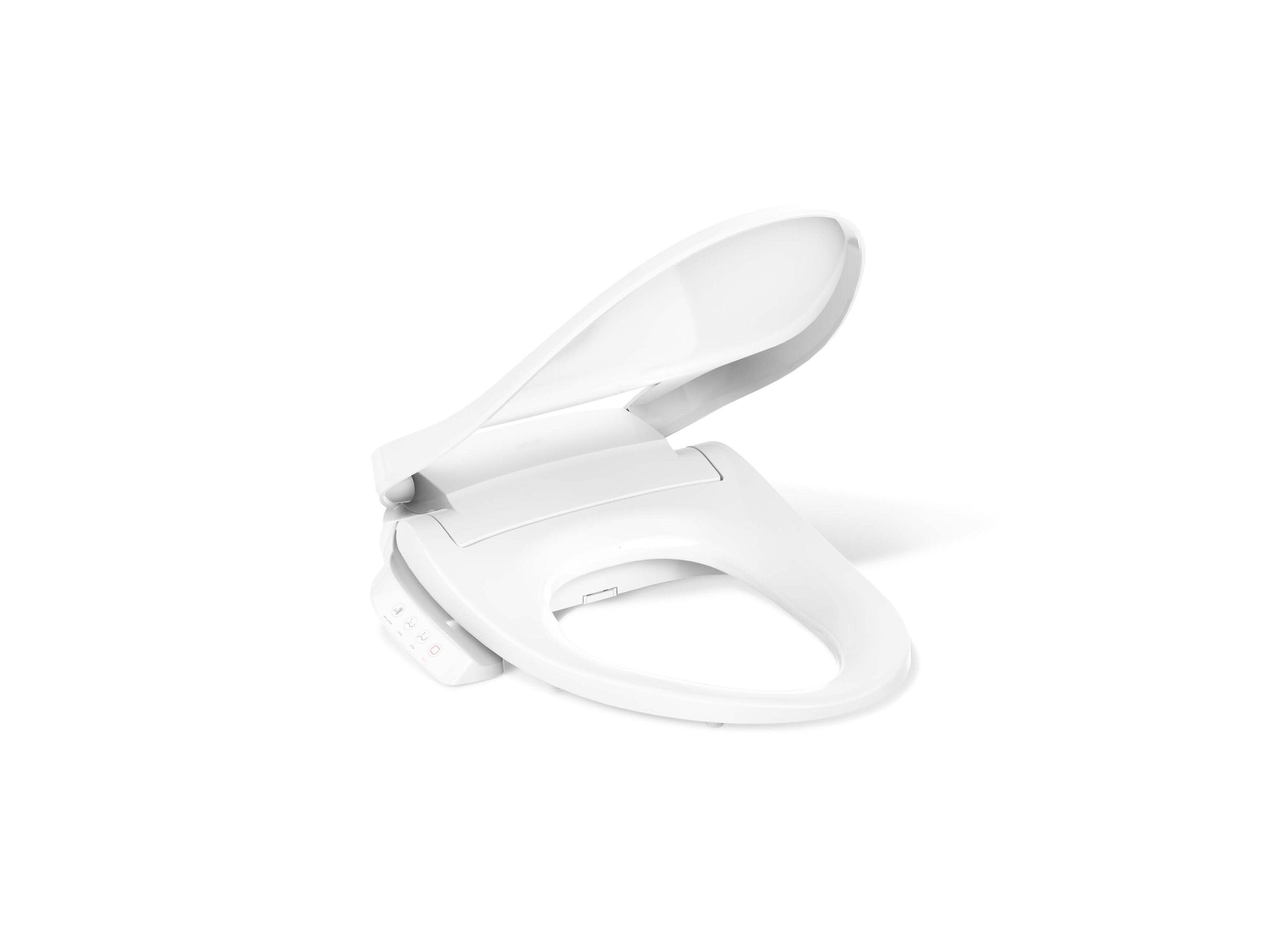 Asiento de bidé para inodoro alargado con cierre suave, calentado y de plástico blanco KOHLER PureWash E545