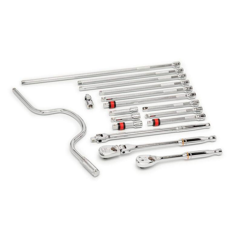 Juego de herramientas GEARWRENCH de trinquetes con unidad de 3/8 pulgadas y 90 dientes en bandeja de espuma EVA (17 piezas) - 89076