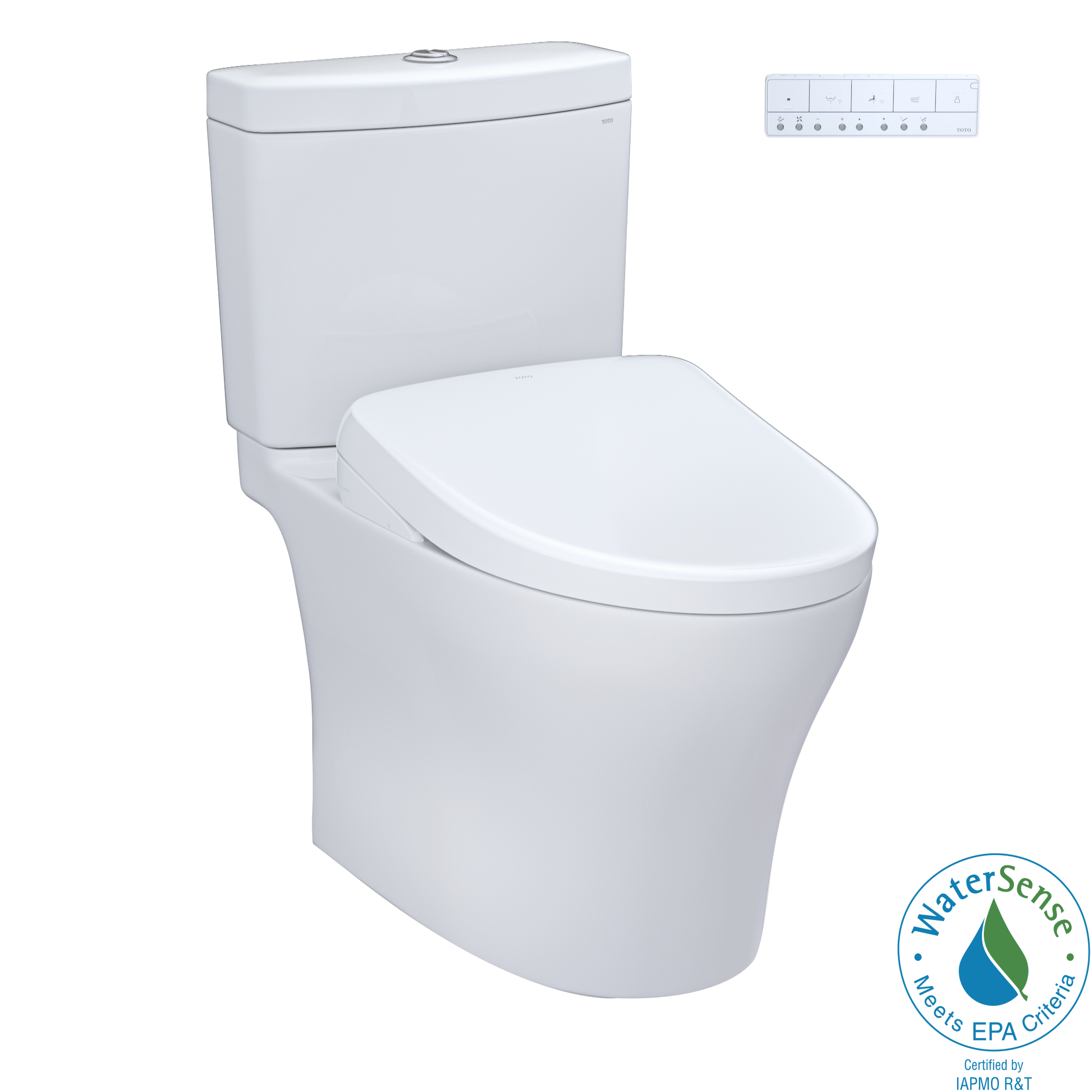 TOTO Aquia Algodón Blanco Inodoro de Doble Descarga con Altura Personalizada y Cierre Suave Bidé de 2 Piezas con descarga de 1.28 GPF y Entrada de 12 pulgadas.
